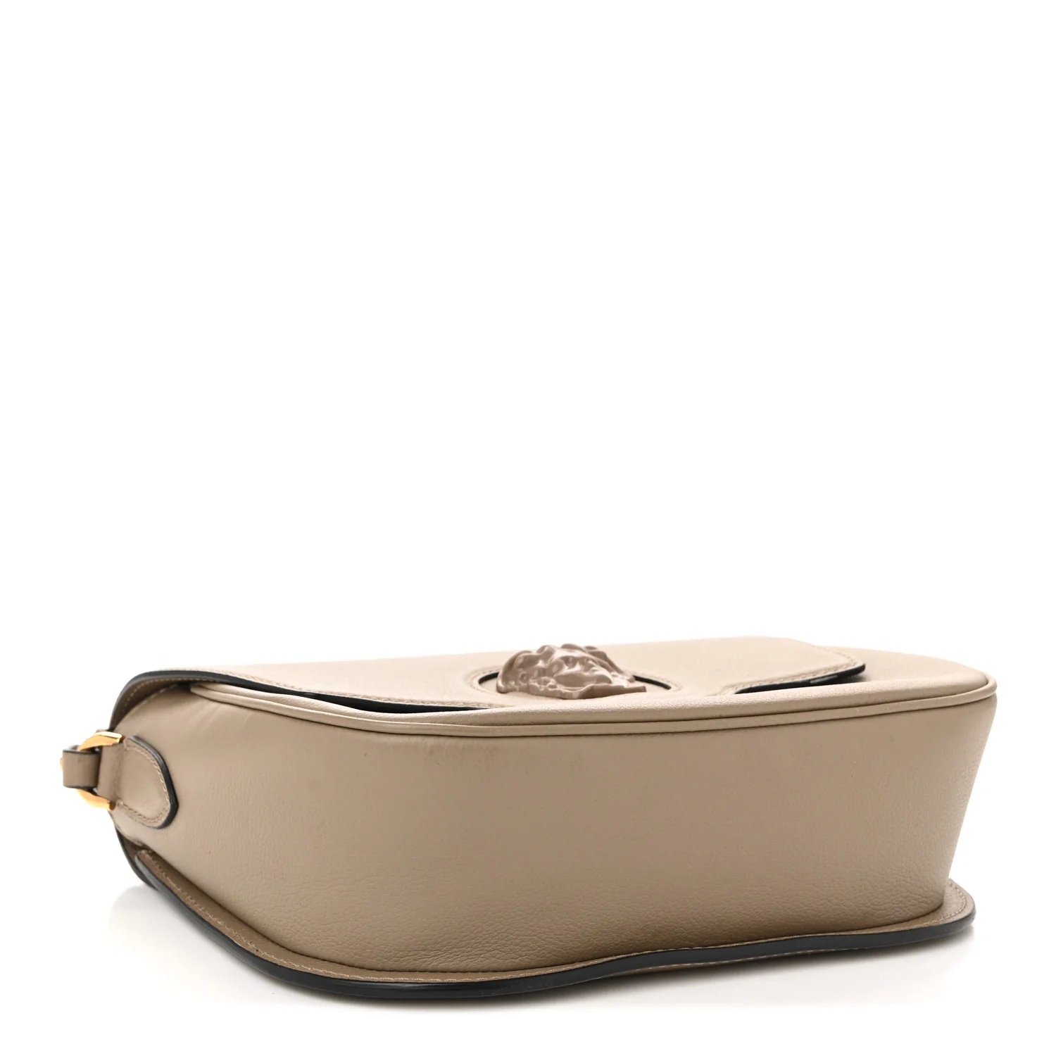 Grained Calfskin La Medusa Flap Shoulder Bag Taupe - Top Club