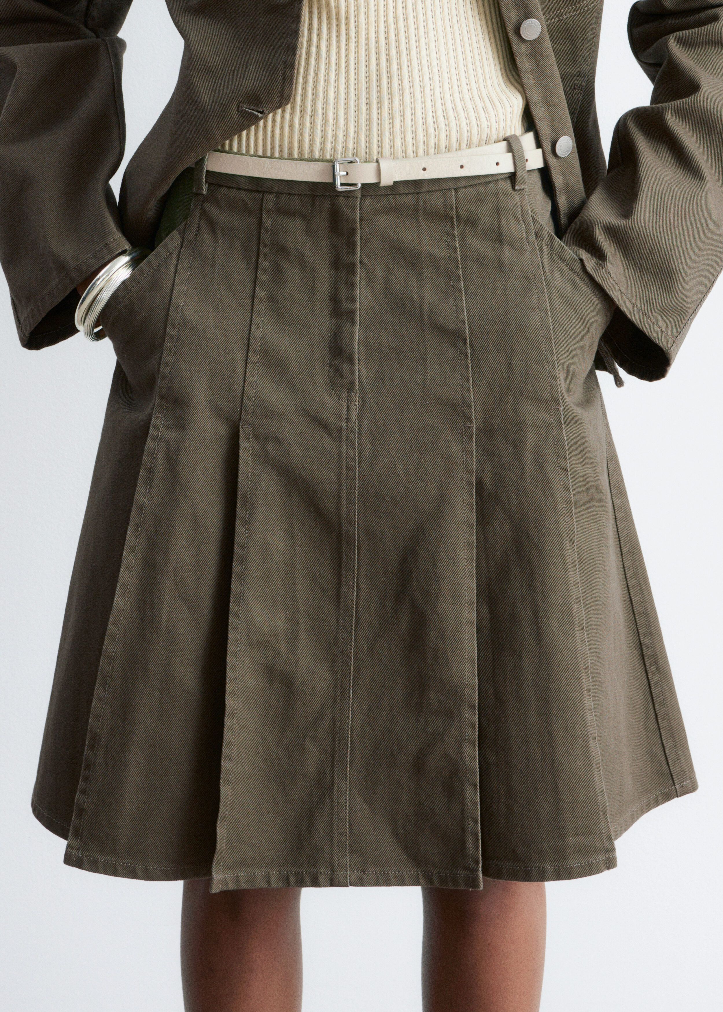 & Other Stories PLEATED COTTON MIDI SKIRT