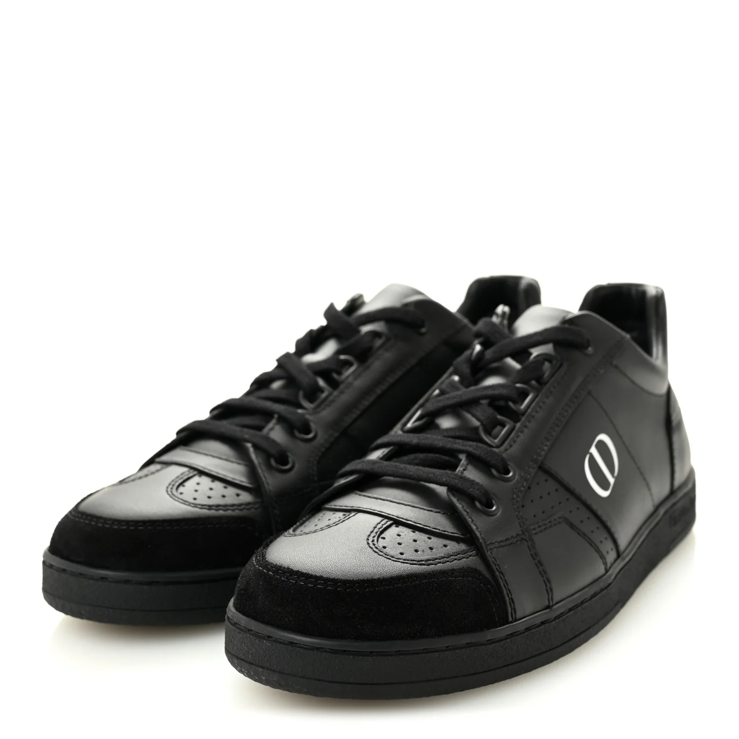 Calfskin Suede Logo Sneakers 38 Black - Top Club