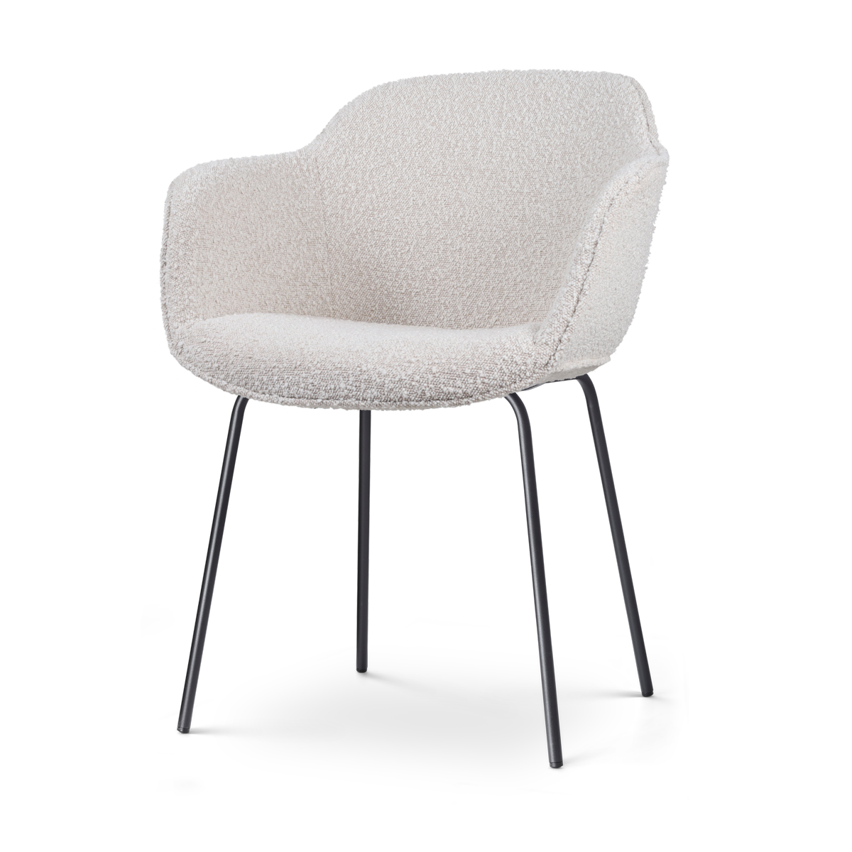 Eetkamerstoel Nora-Mare bouclé beige - zwart onderstel