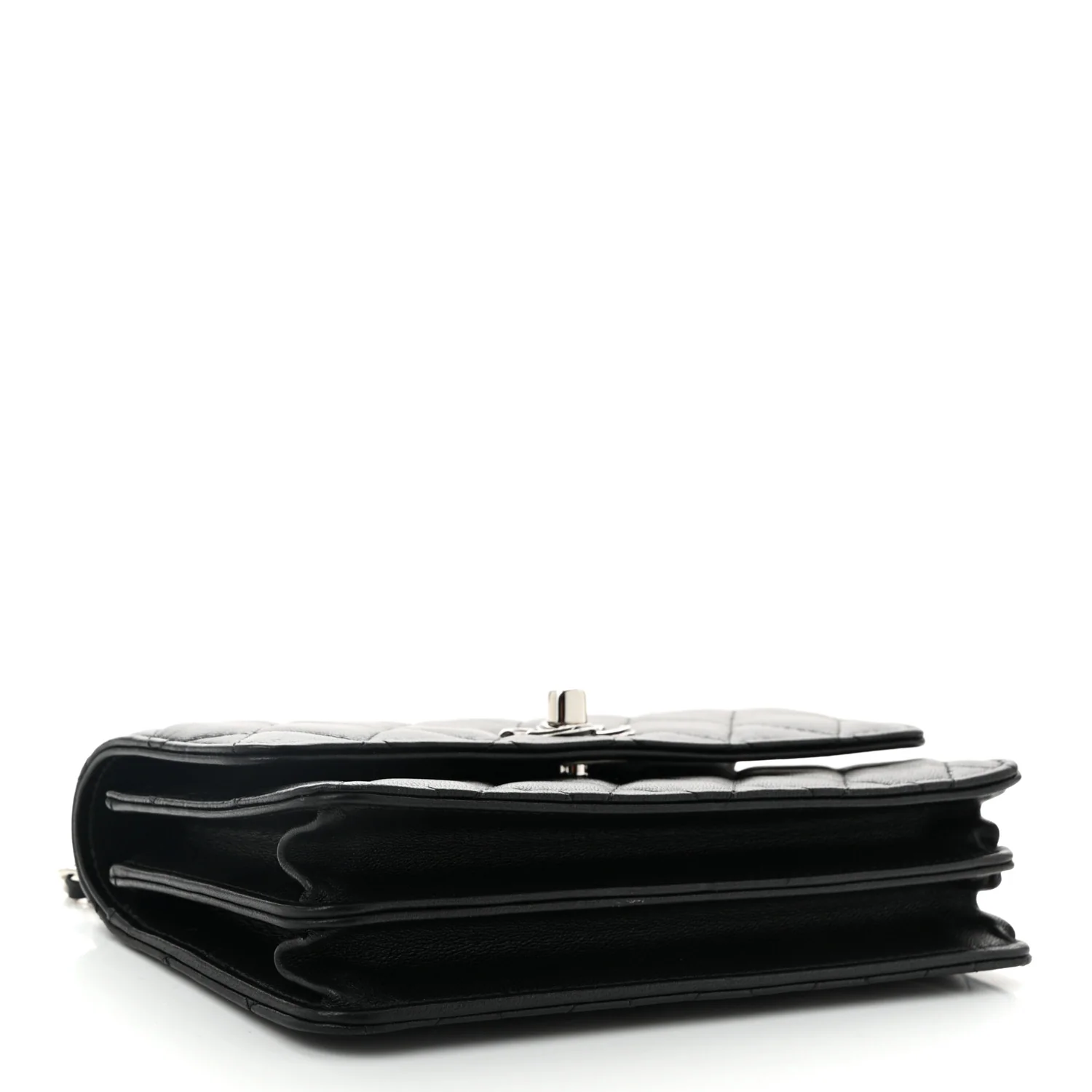Lambskin Quilted Metal Top Handle Crossbody Flap Black - Top Club