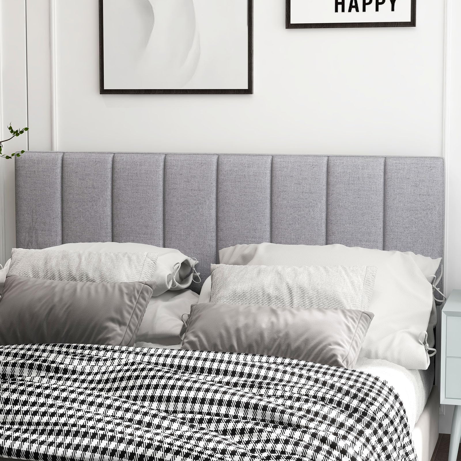 BEFOUNDLOVELY Linen Upholstered Headboard for Full & Queen Size Bed