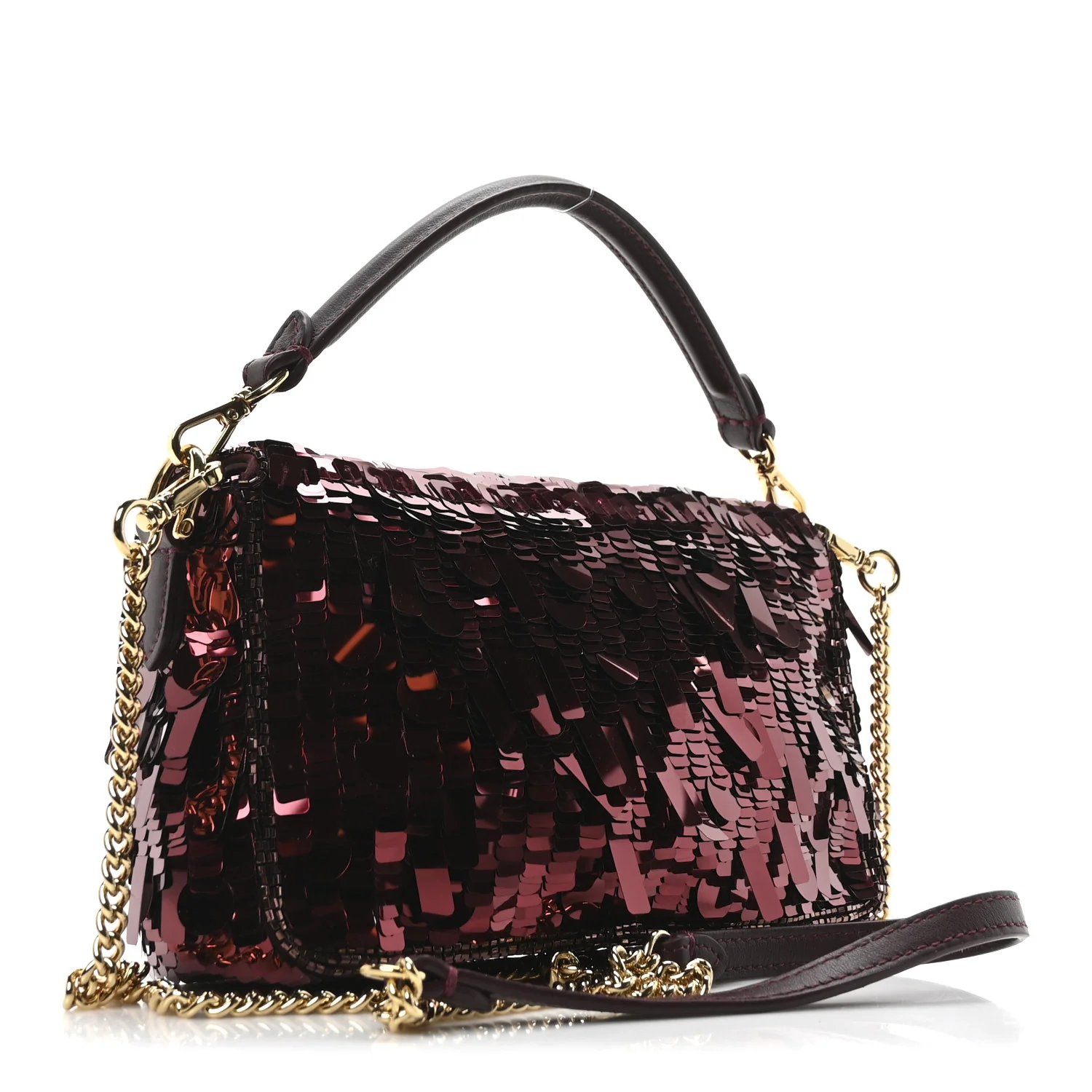Sequin Paillettes Vitello Grace Sex and the City Mini Baguette Granata - Top Club
