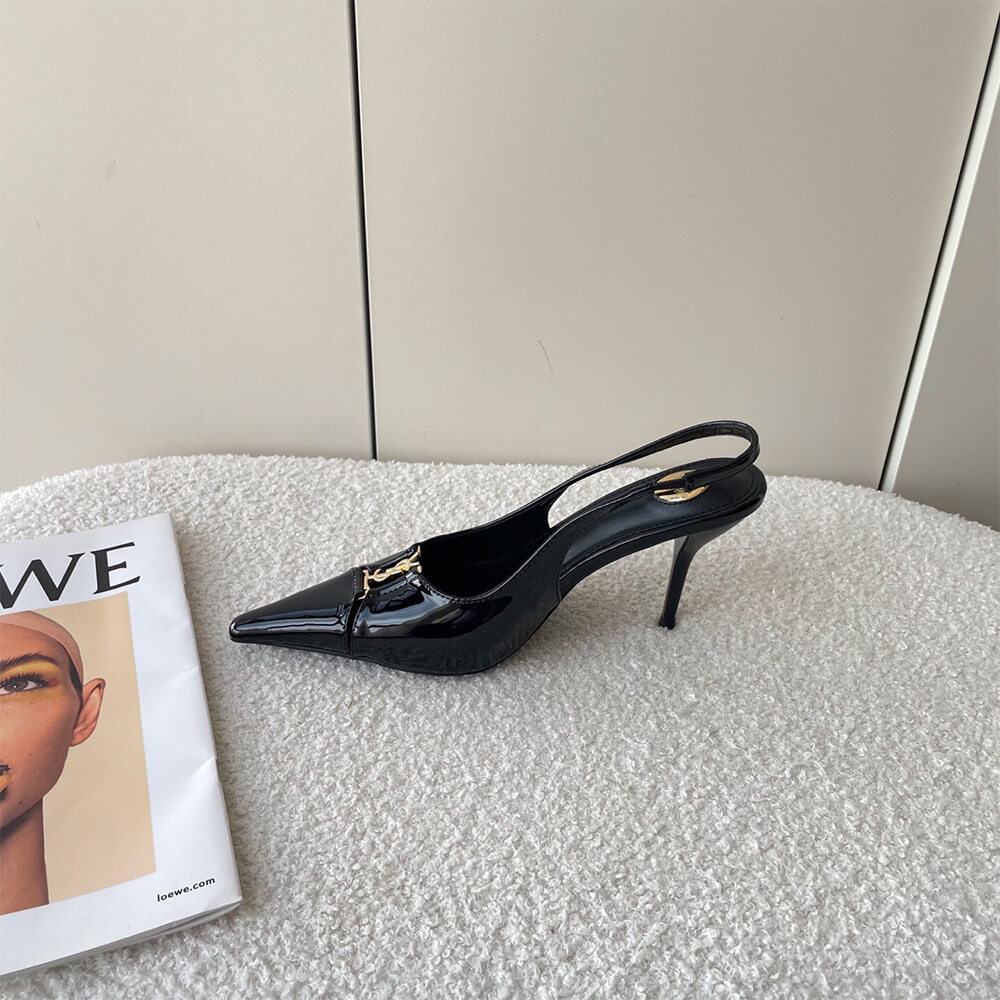 YSL Babylone Breteuil Slingback Pumps in Patent Leather - Top Club