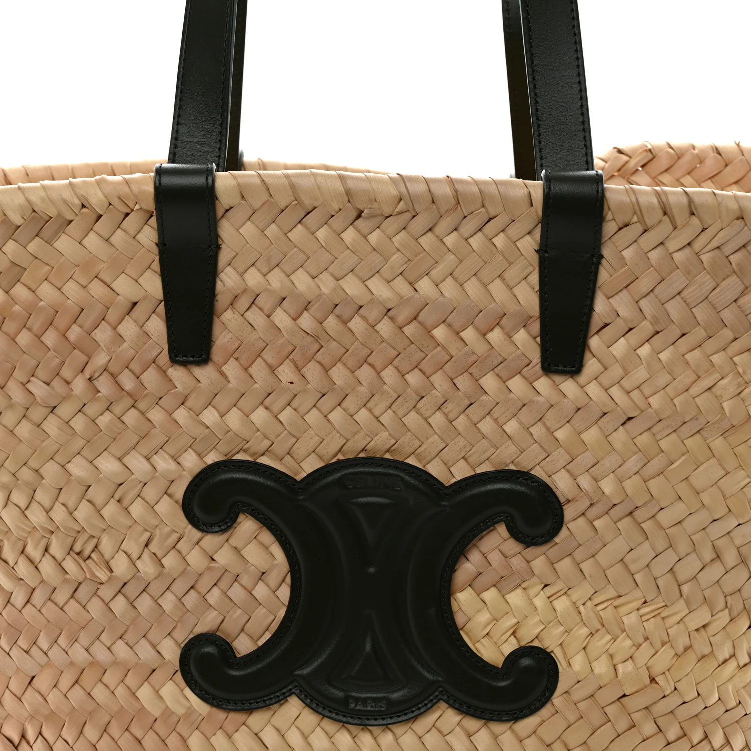 Raffia Calfskin Triomphe Medium Panier  Green - Top Club