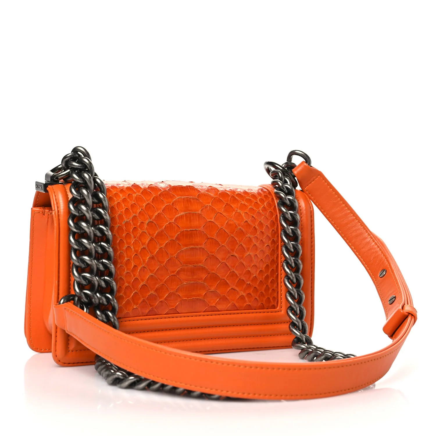 Snakeskin Small Boy Flap Orange - Top Club
