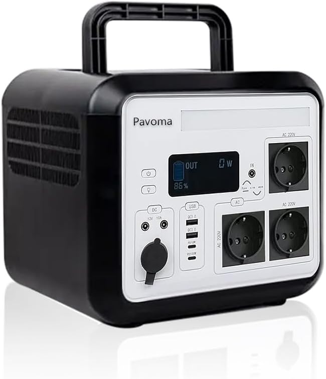 1500 W Centrale Elettrica Portatile, 1200Wh Generatore Solare, Batteria LiFePO4 Power Station Portatile, 3000W Picco Uscita CA, 0-100% in 3 Ora, UPS, Generatore di Corrente per Campeggio