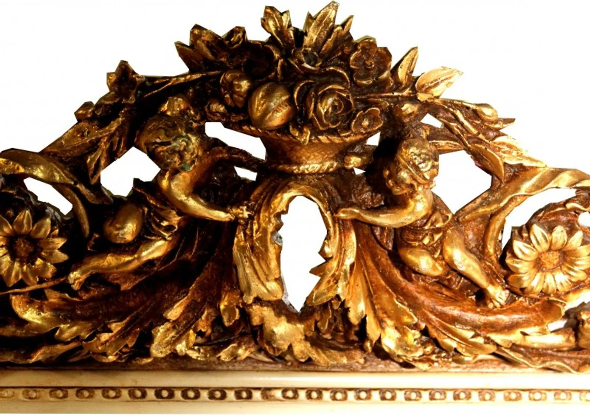 Baroque wall mirror old white / gold antique look H 159 cm x W 89 cm - noble & magnificent mirror