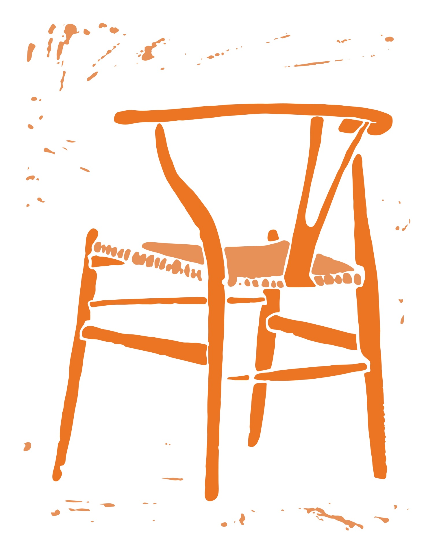 Poster Wishbone Chair Orange 40 x 50 cm