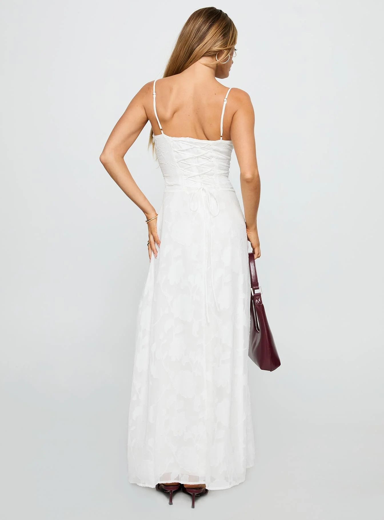 Members Only Maxi Dress White Burnout