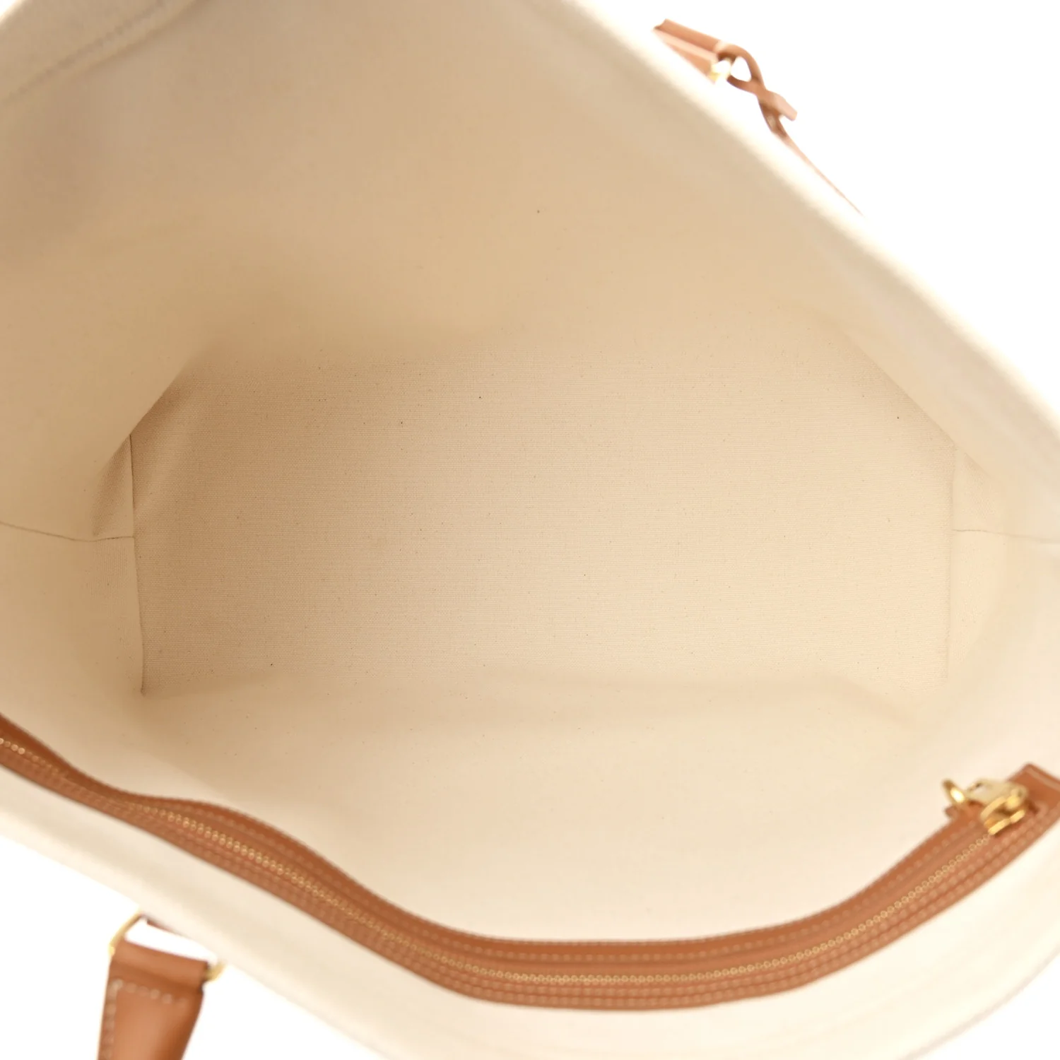 Canvas Calfskin Horizontal Cabas Natural Tan - Top Club