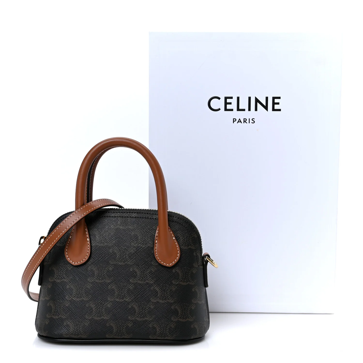 Canvas Calfskin Triomphe Mini Honorine Bag Tan - Top Club