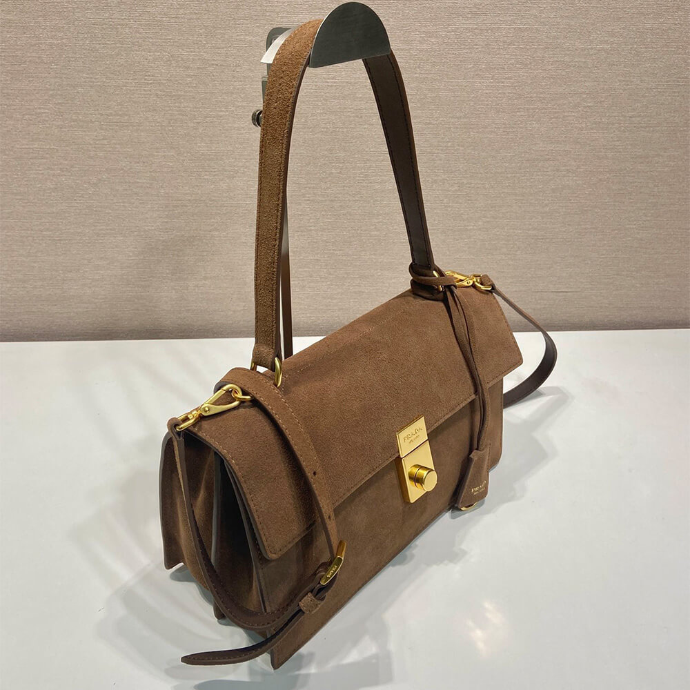 Prada Soft Sound medium suede shoulder bag(high-end grade) - Top Club