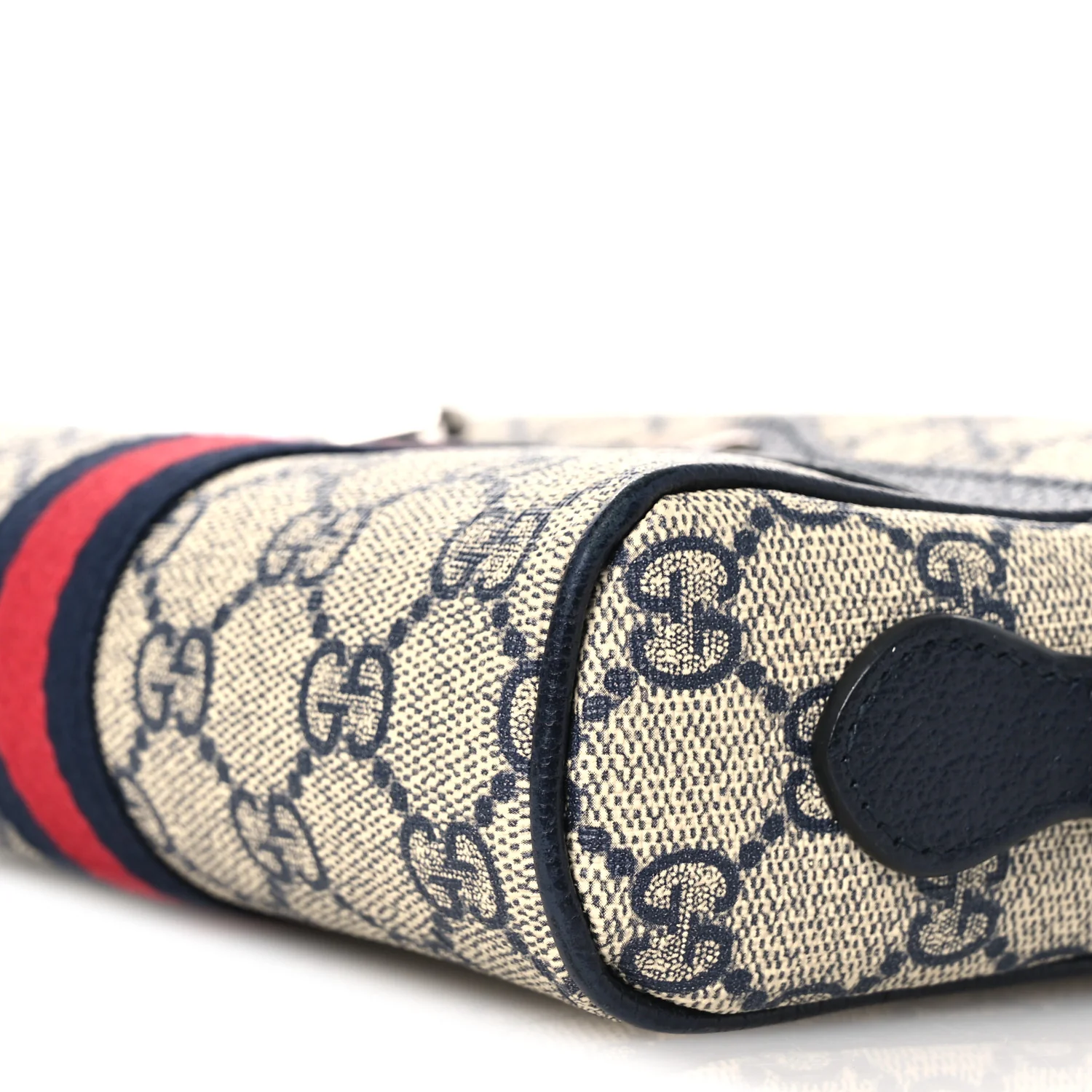 GG Supreme Monogram Textured Dollar Calfskin Web Mini Ophidia Shoulder Bag Beige Blue - Top Club