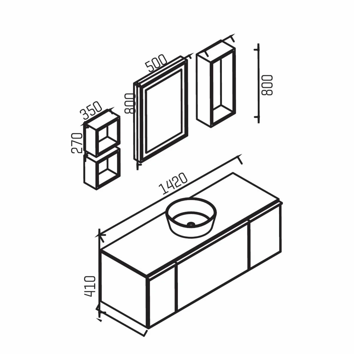 Luxury bathroom set gray / silver 142 cm - bathroom furniture