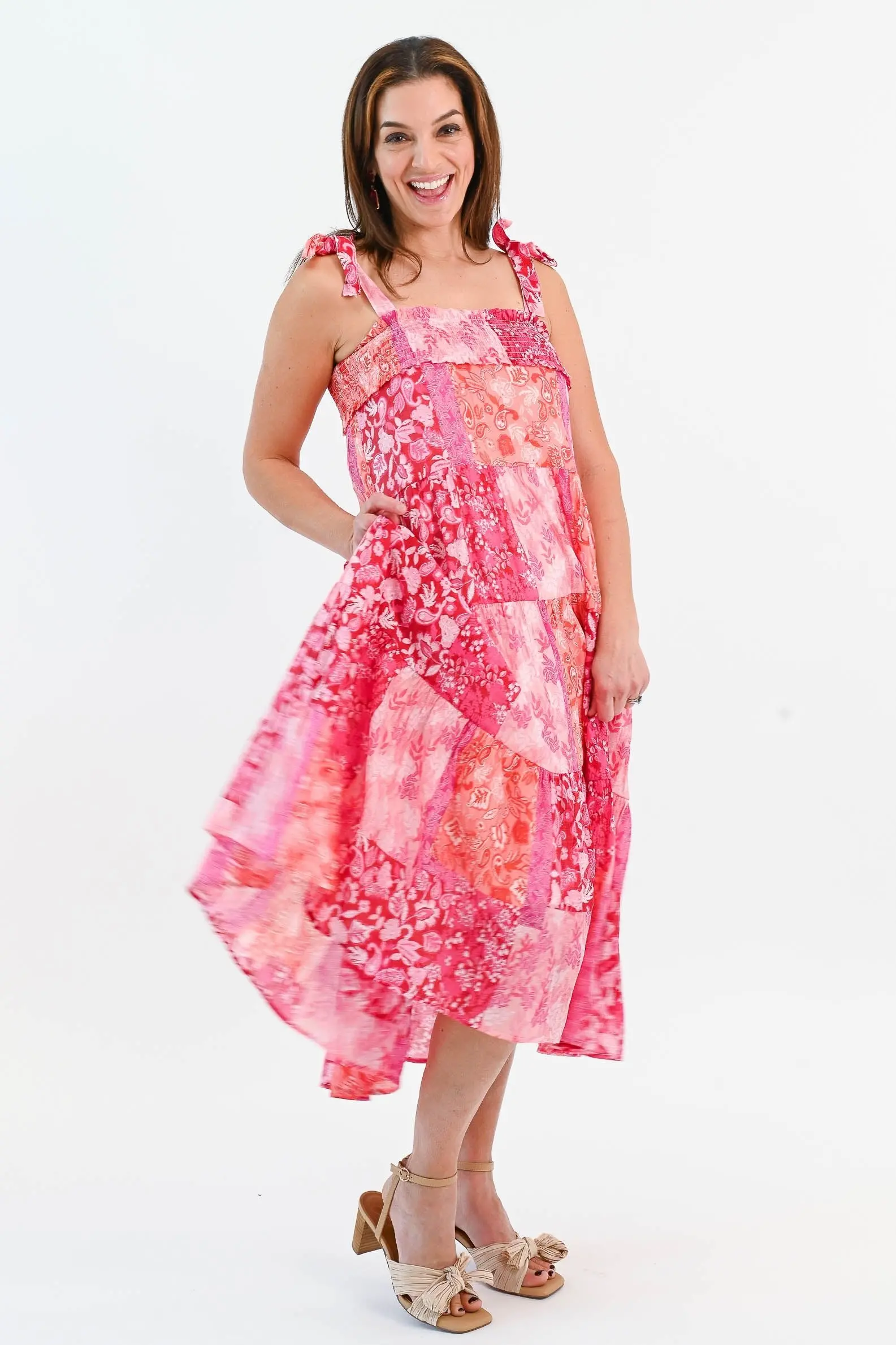 What's Next Shoulder Tie Midi Dress - ALJEGJ
