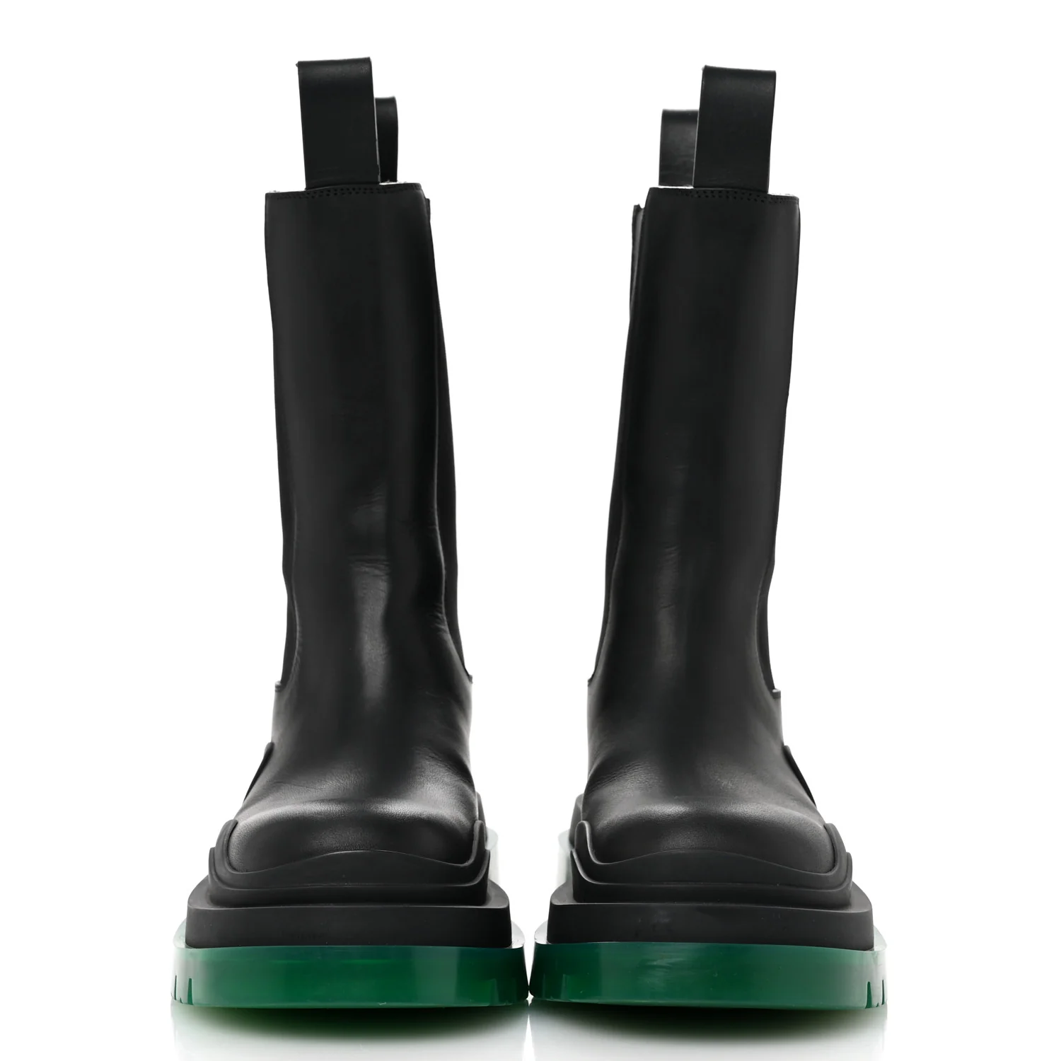 Calfskin The Tire Chelsea Boots 35 Black Green - Top Club