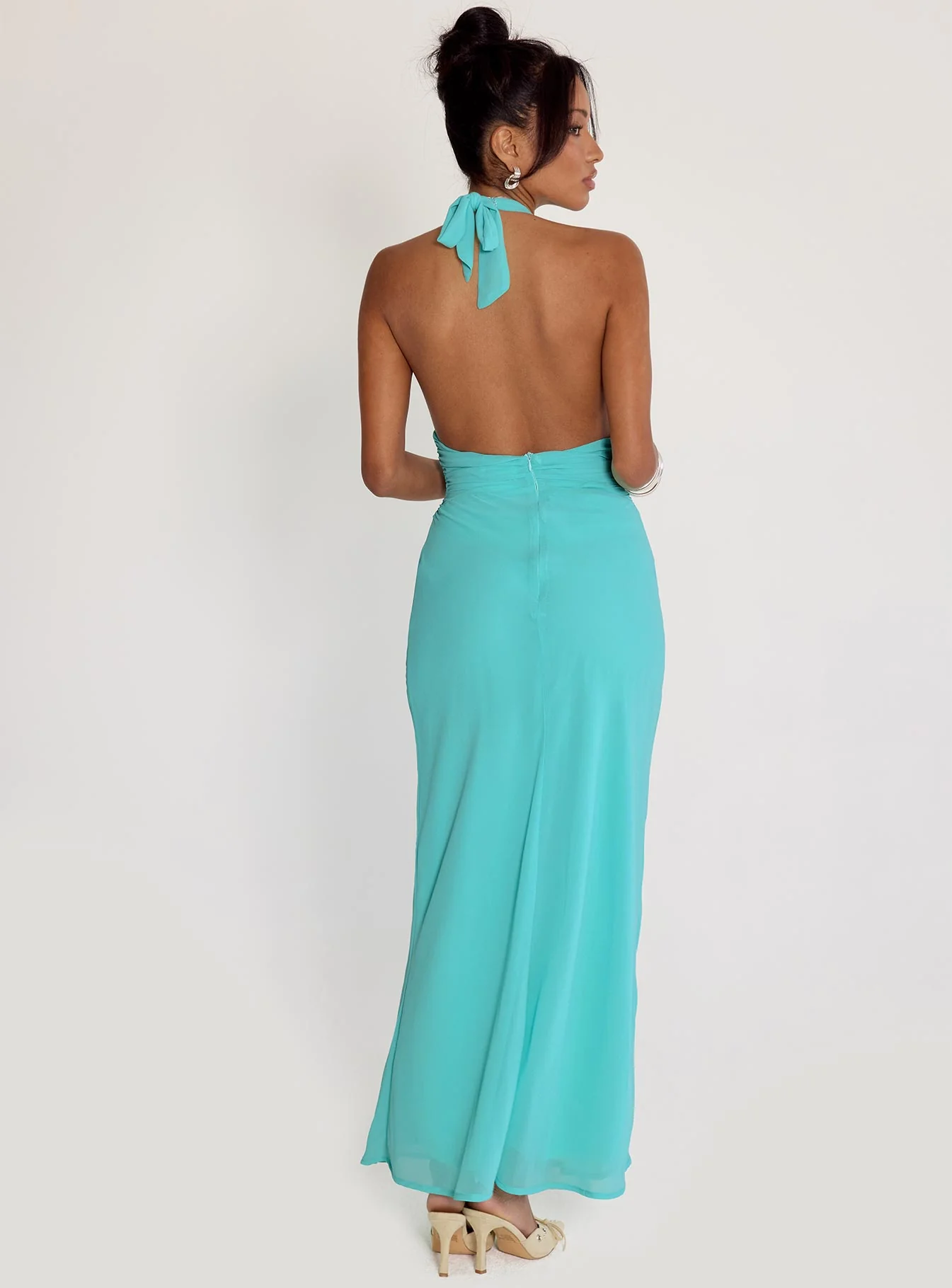 Destina Plunge Maxi Dress Aqua