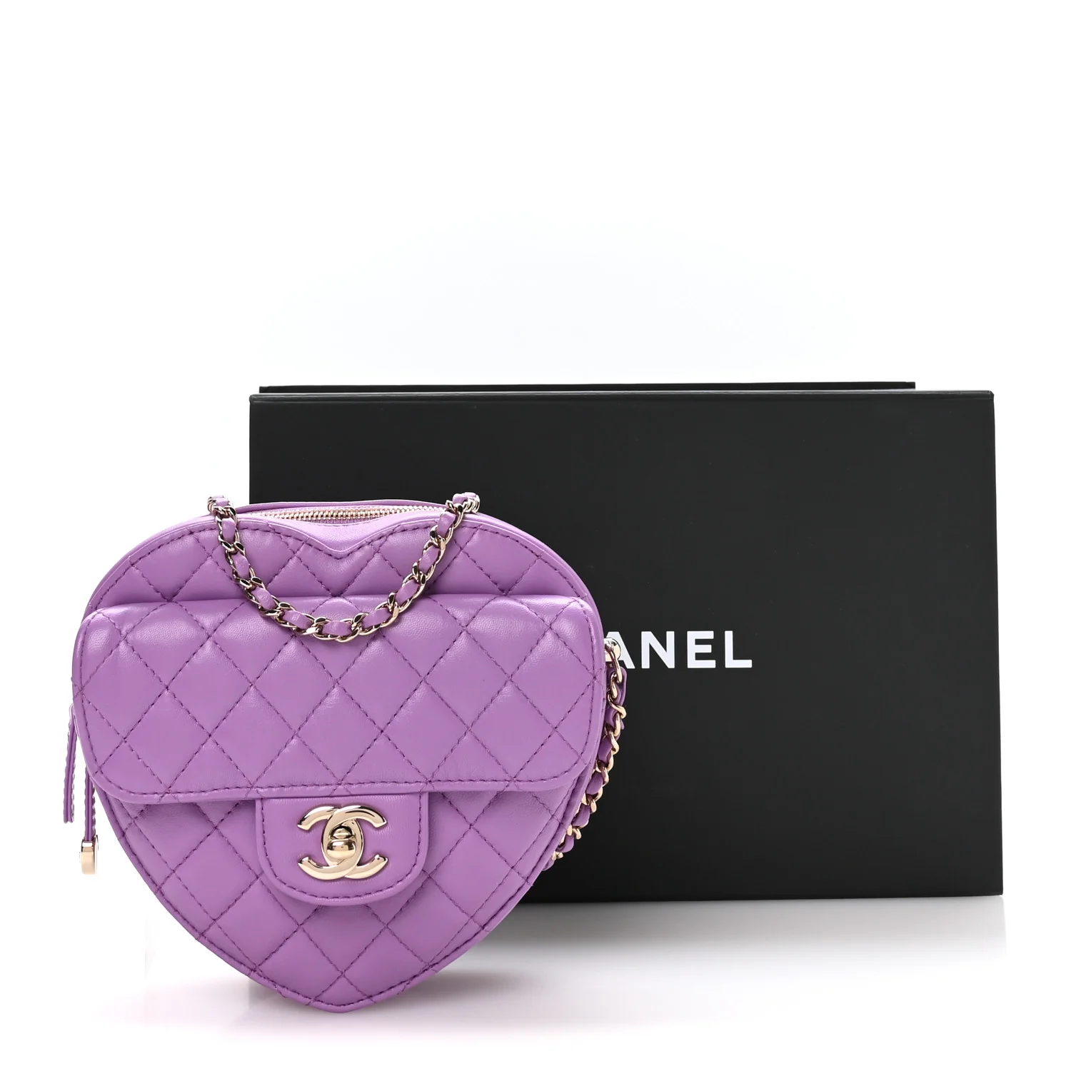 Lambskin Quilted CC In Love Heart Bag Purple - Top Club