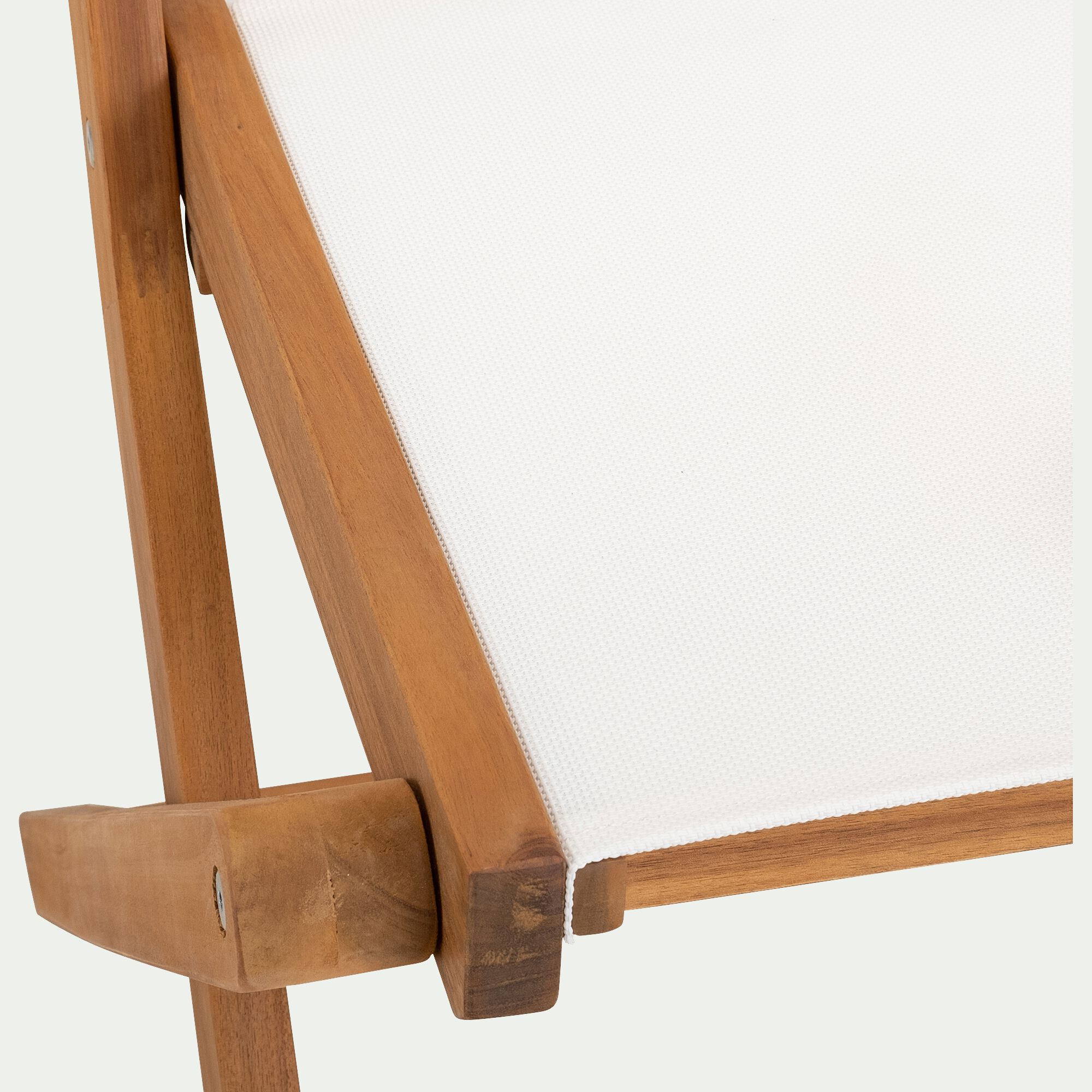 LAVISA - Chaise de jardin pliante en acacia huilé et tissu - blanc