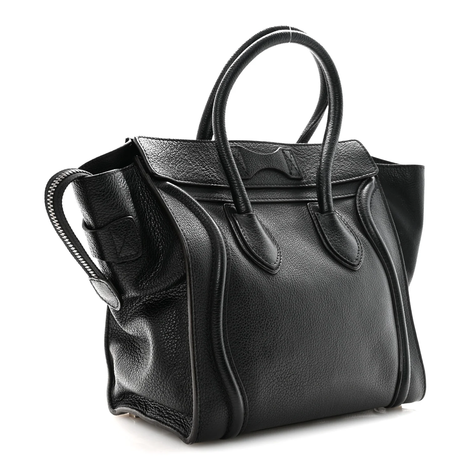 Drummed Calfskin Micro Luggage Black - Top Club