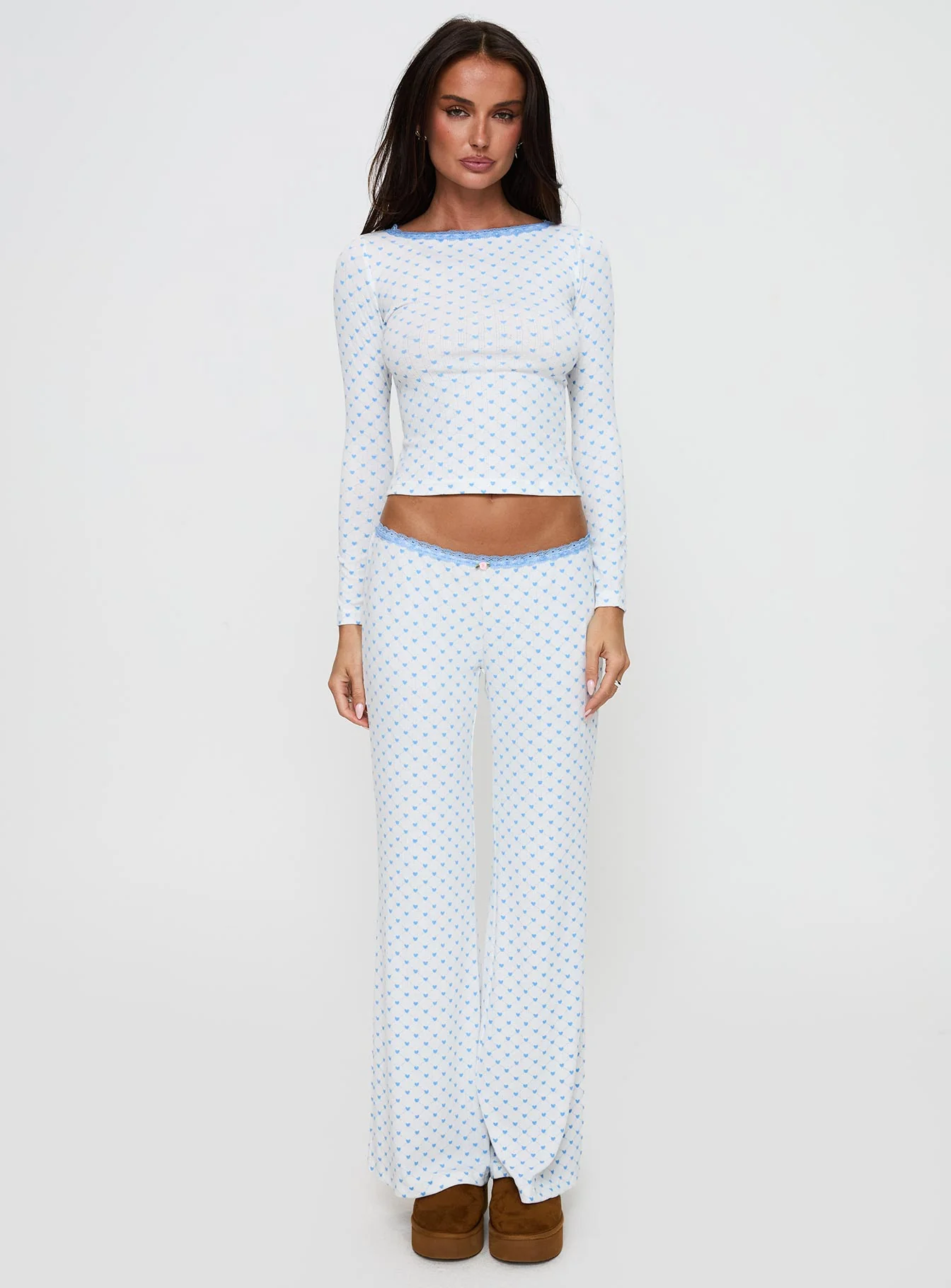 Whimsie Pointelle Sleep Pants Blue / White