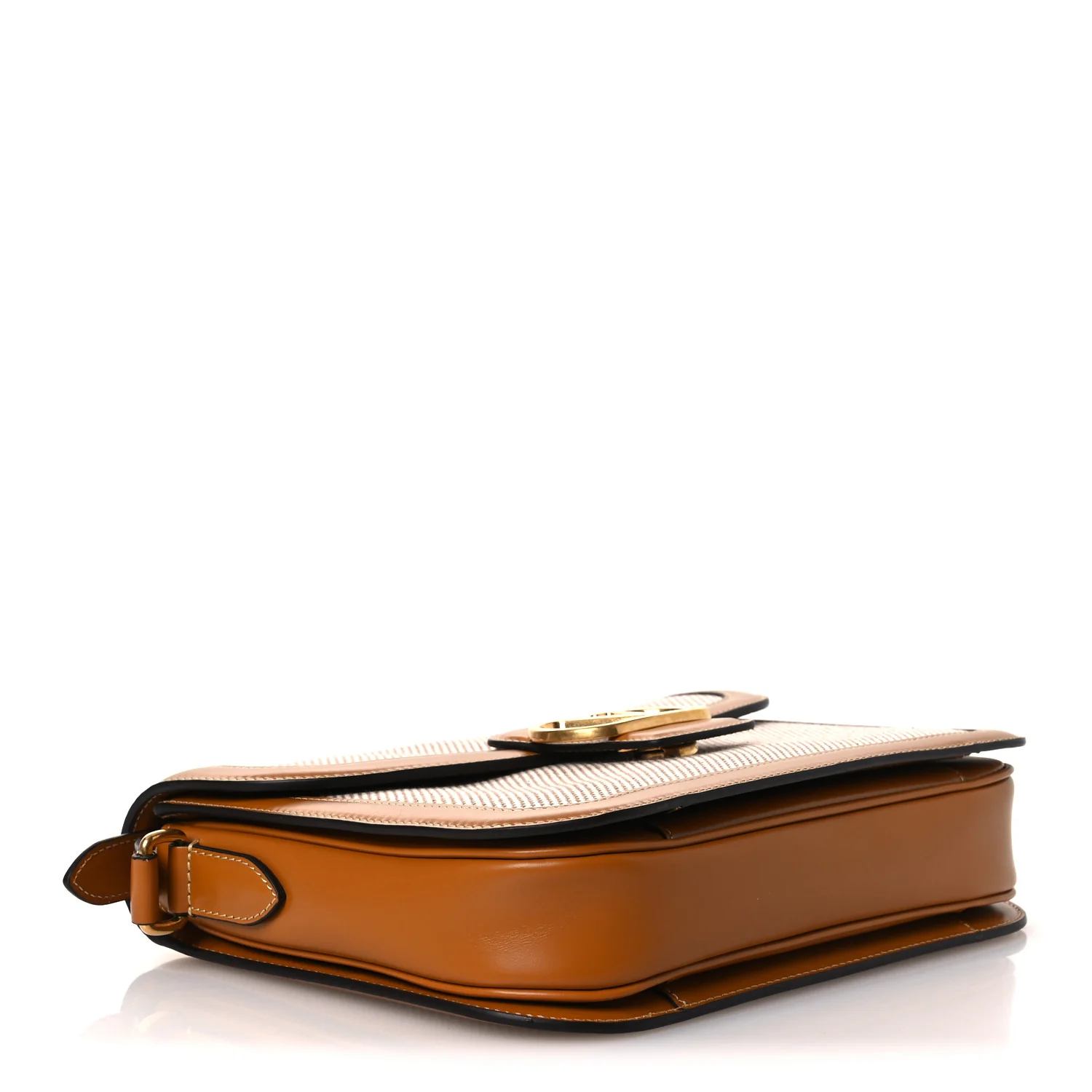 Smooth Calfskin Canvas 9to5 Shoulder Bag Natural Golden - Top Club
