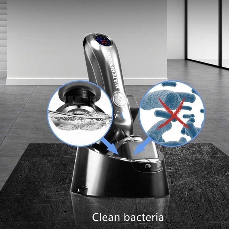 HYDIK Rasoi elettrici da Uomo, Rasoio Elettrico Ricaricabile Wet Dry PRO Rasoio Elettrico da Barba for Uomo Macchina for la rasatura del Viso con detergente Intelligente