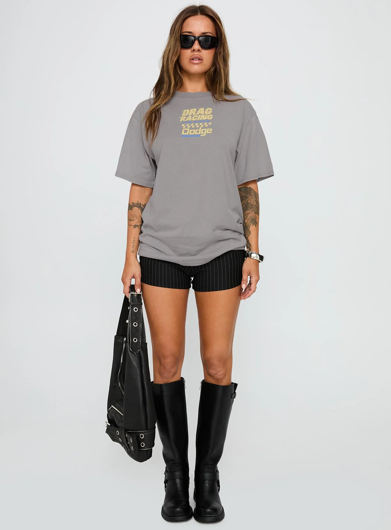 Dodge Racer Oversized Graphic Tee Grey