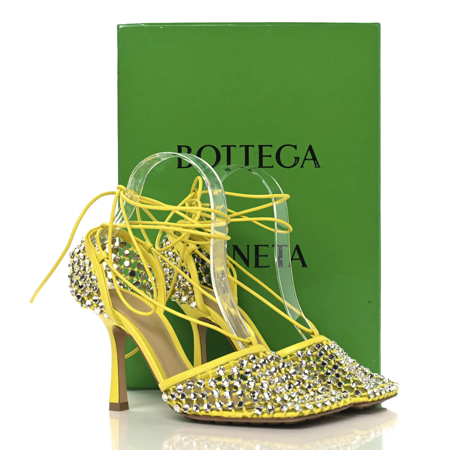 Mesh Nappa Crystal Embellished Sparkle Stretch Ankle Tie Sandals 36 36 Light House - Top Club
