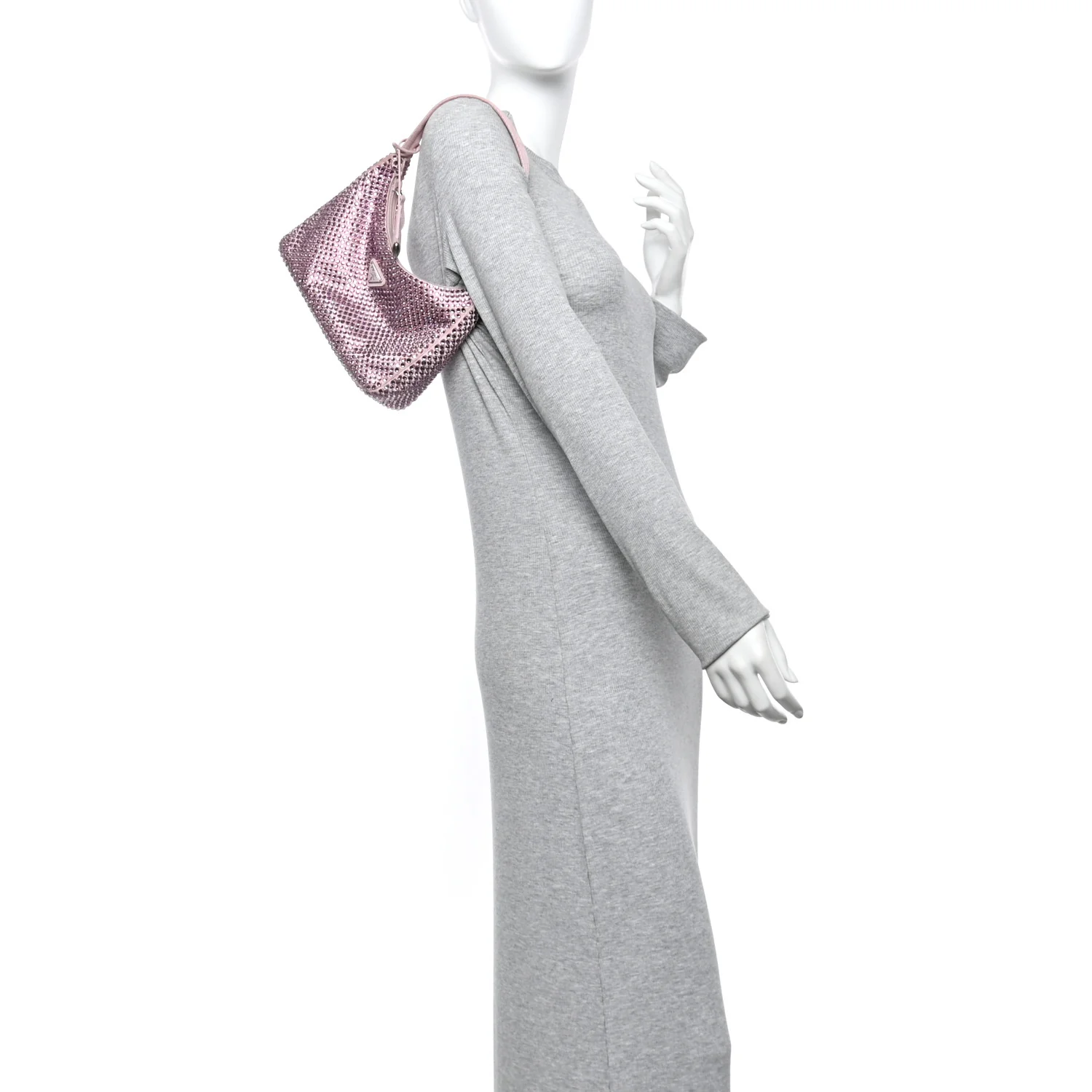 Satin Crystal Mini Re-Edition 2000 Bag Alabastro