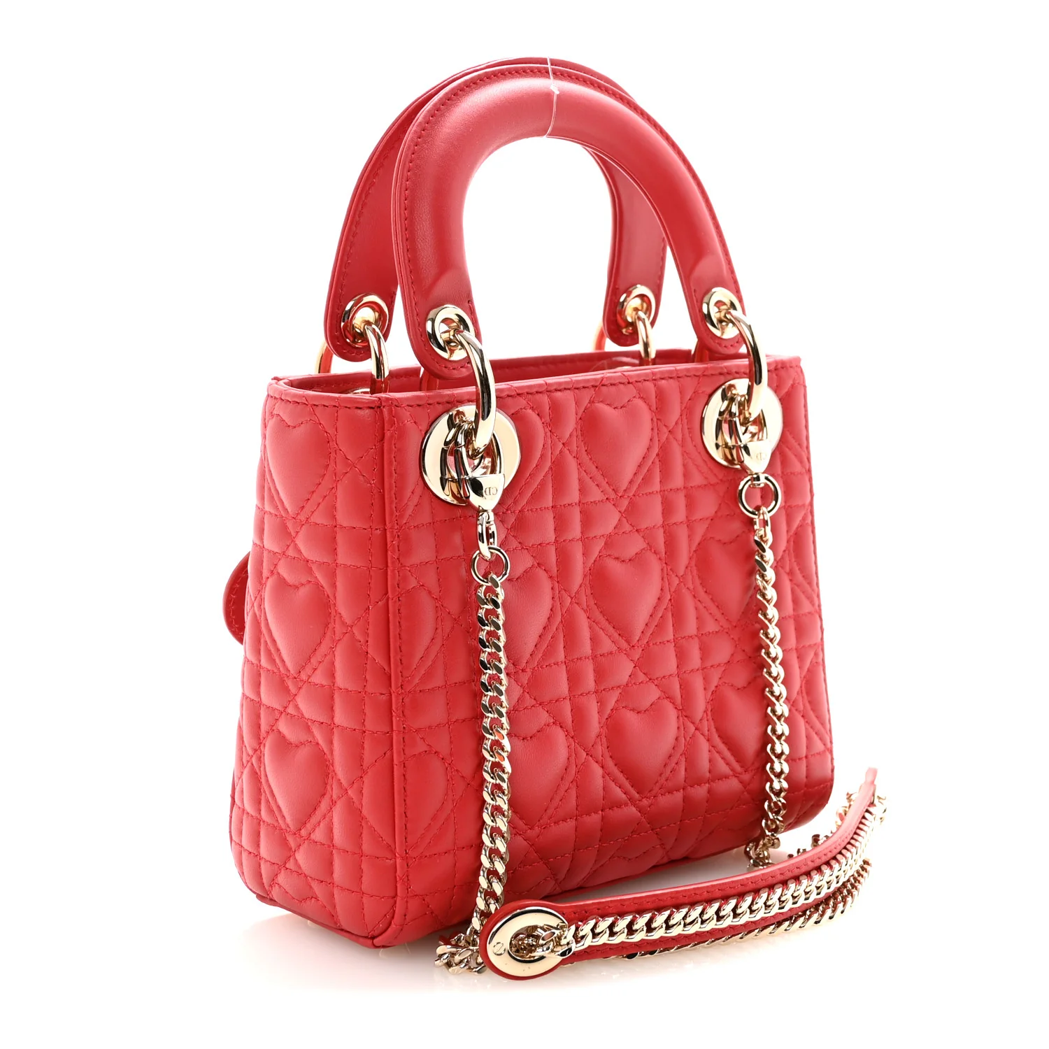 Calfskin Cannage Dioramour Mini Lady Dior Bag Bright Red - Top Club