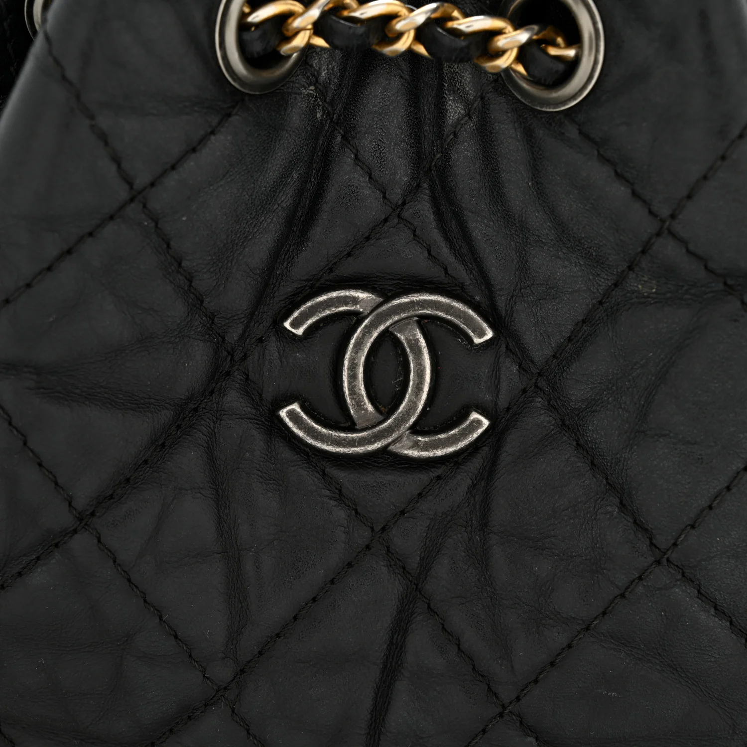 Aged Calfskin Quilted Small Gabrielle Backpack Black - Top Club