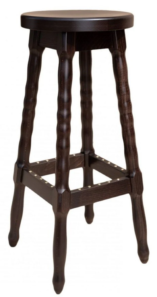 Art Nouveau bar stool dark brown H. 80 cm - round solid wood bar chair