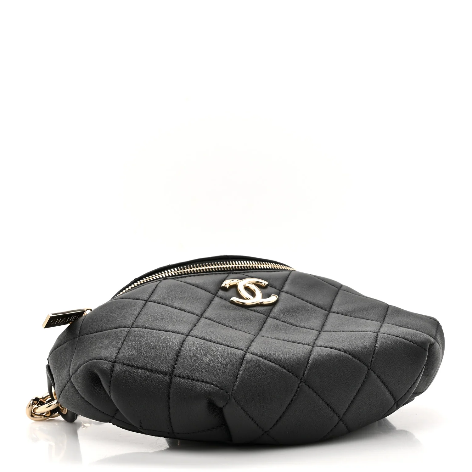 Lambskin Quilted Resin Bi-Color Waist Bag Fanny Pack Black - Top Club