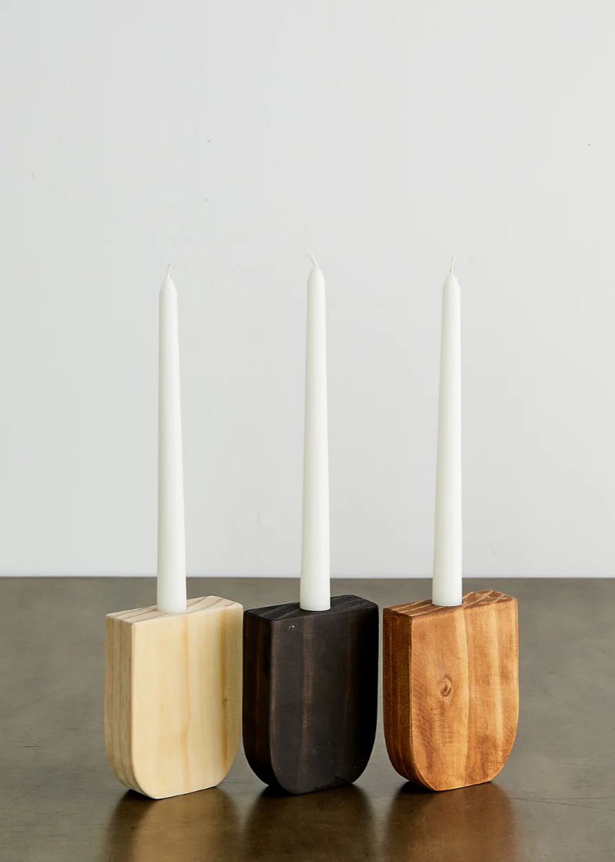 Horseshoe Wooden Pine Taper Candle Holder