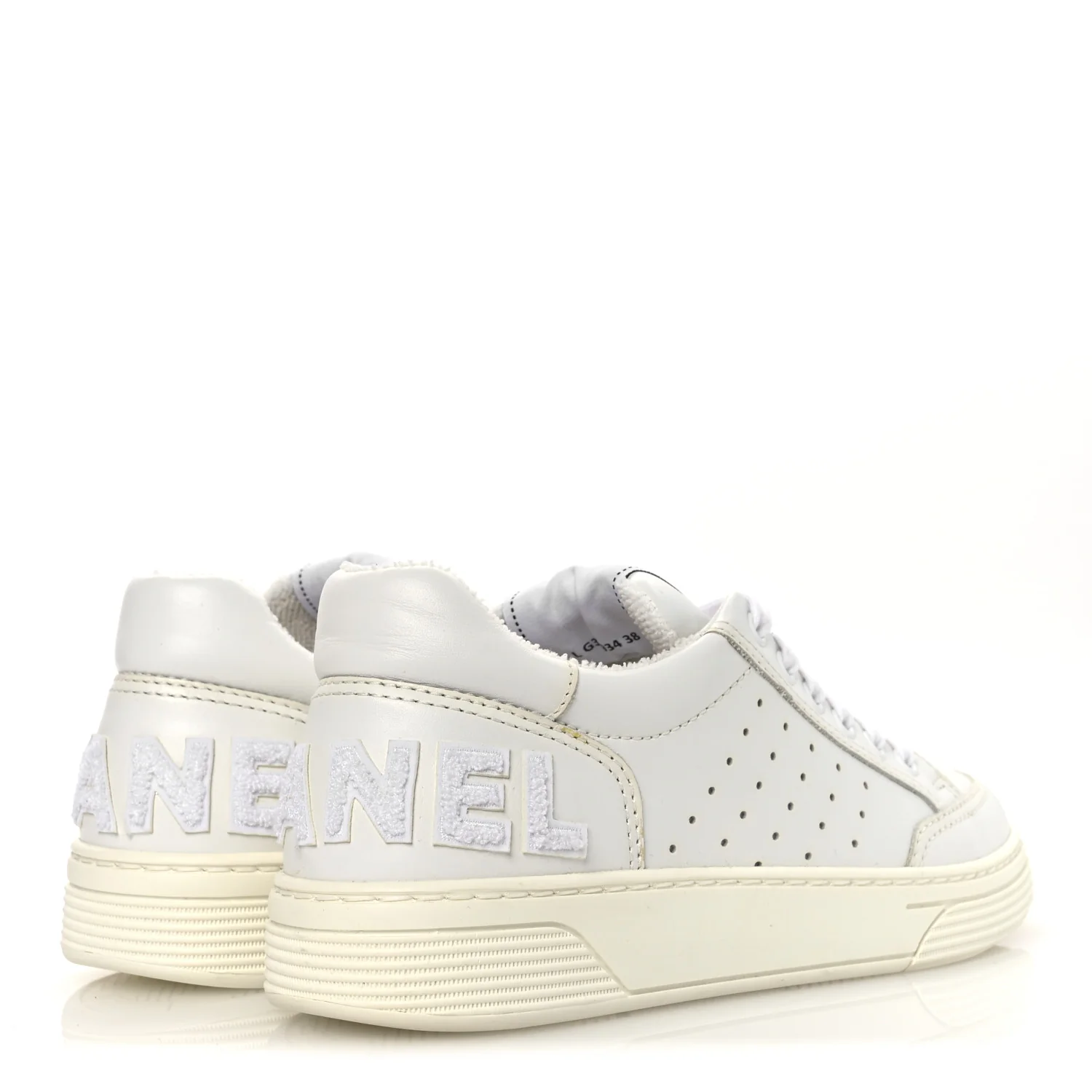Calfskin Womens Logo Sneakers 38 White - Top Club
