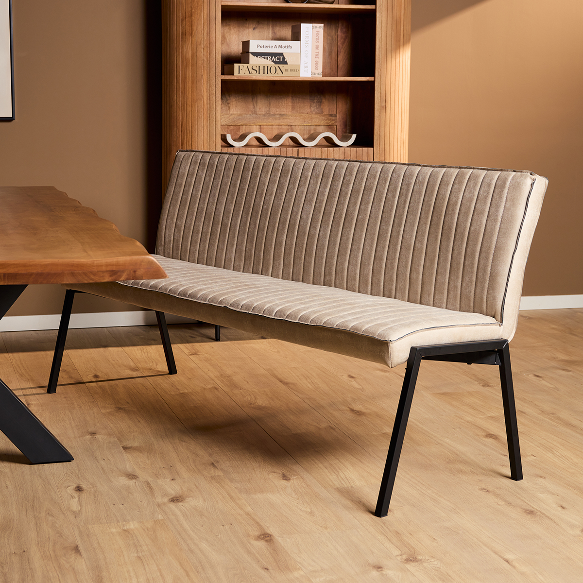 Eetkamerbank Stripes Ivoor 185 cm