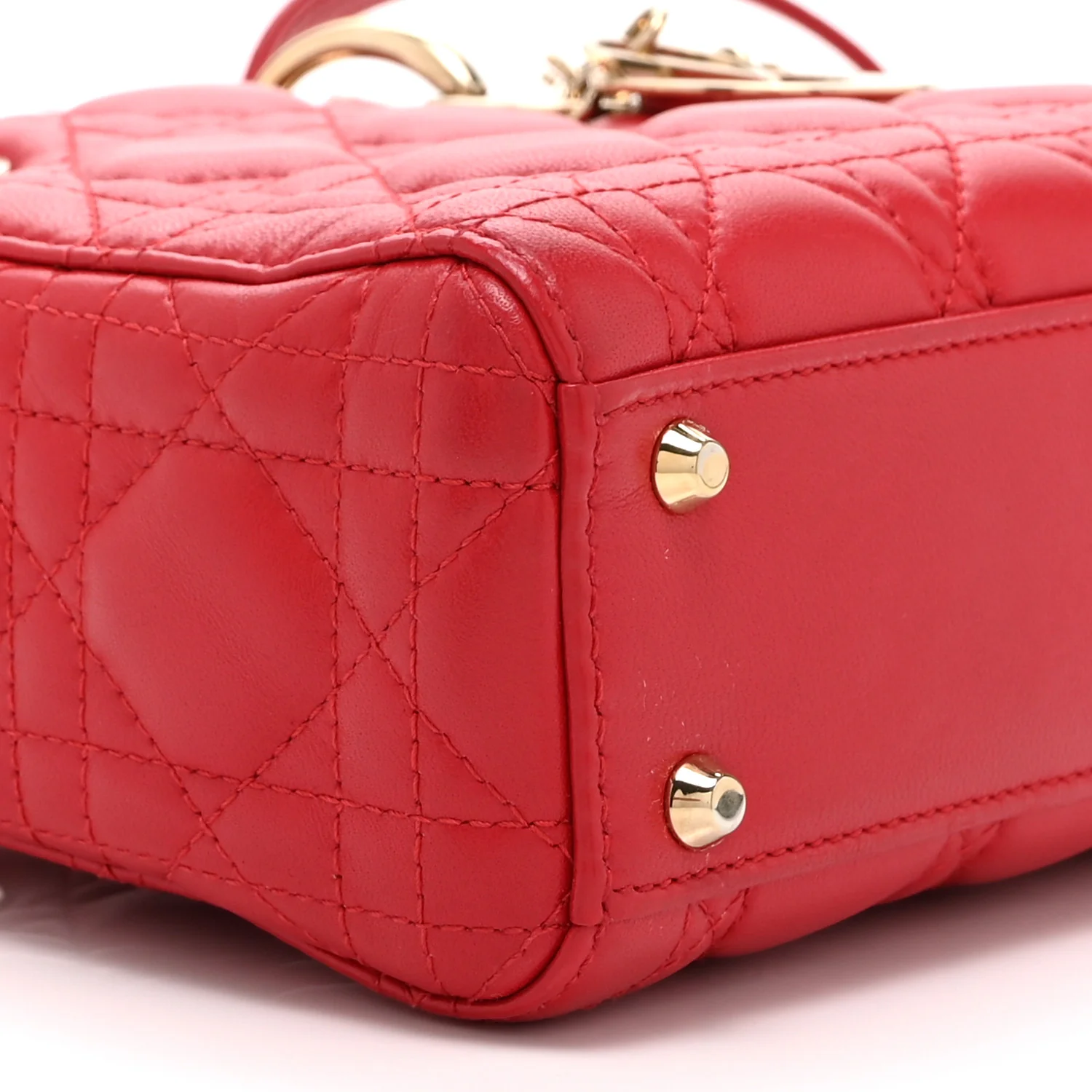 Lambskin Cannage Mini Lady Dior Red - Top Club