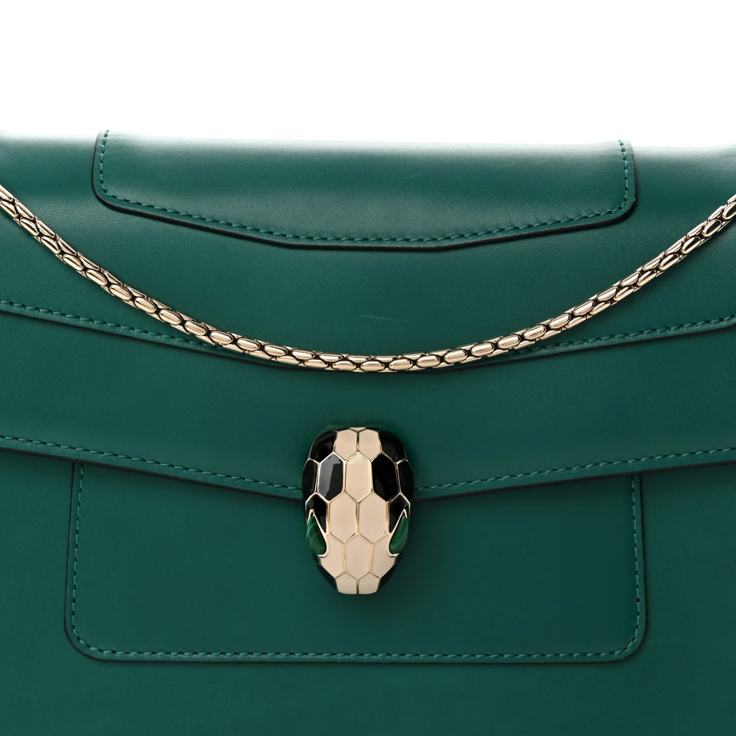 Calfskin Serpenti Forever Snake Strap Crossbody Bag Emerald Green - Top Club