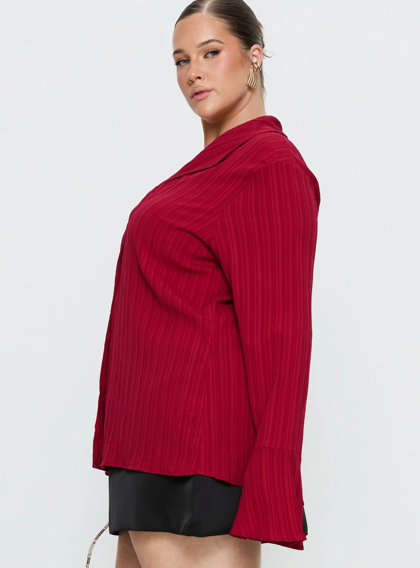 Beatris Long Sleeve Top Red Curve