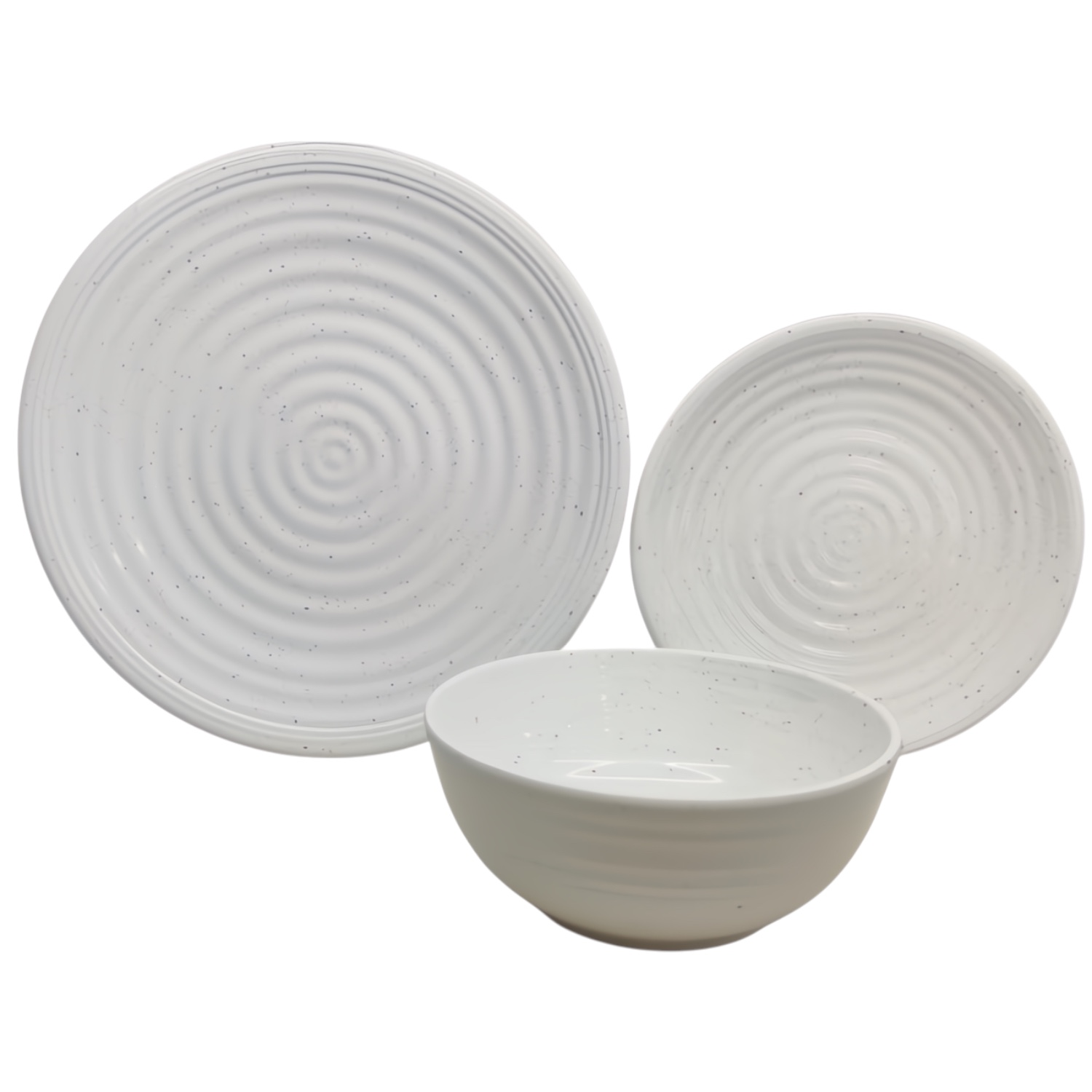 Servies Melamine granite pearl - set vans 12