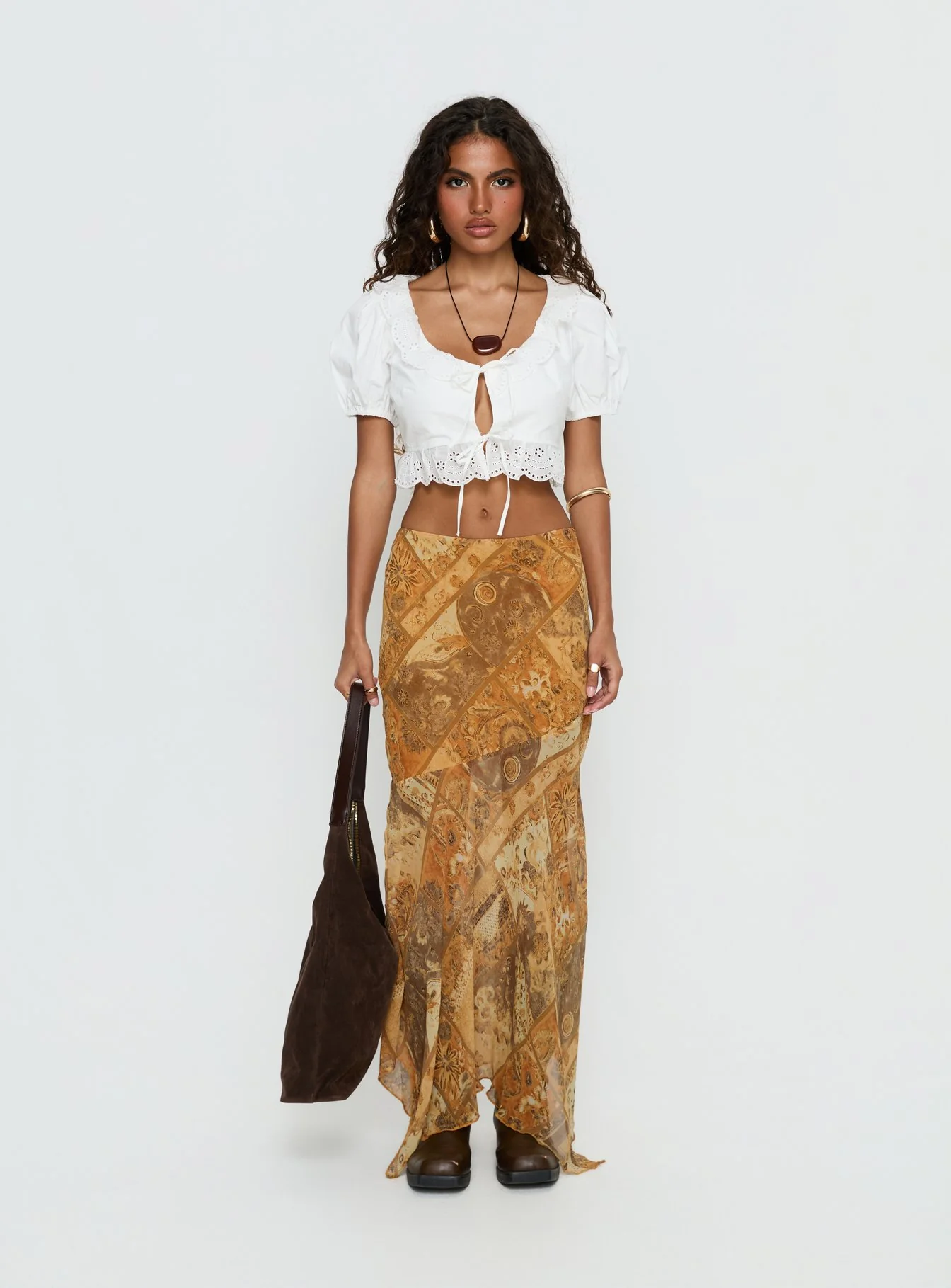 Lyanna Hanky Hem Maxi Skirt Multi