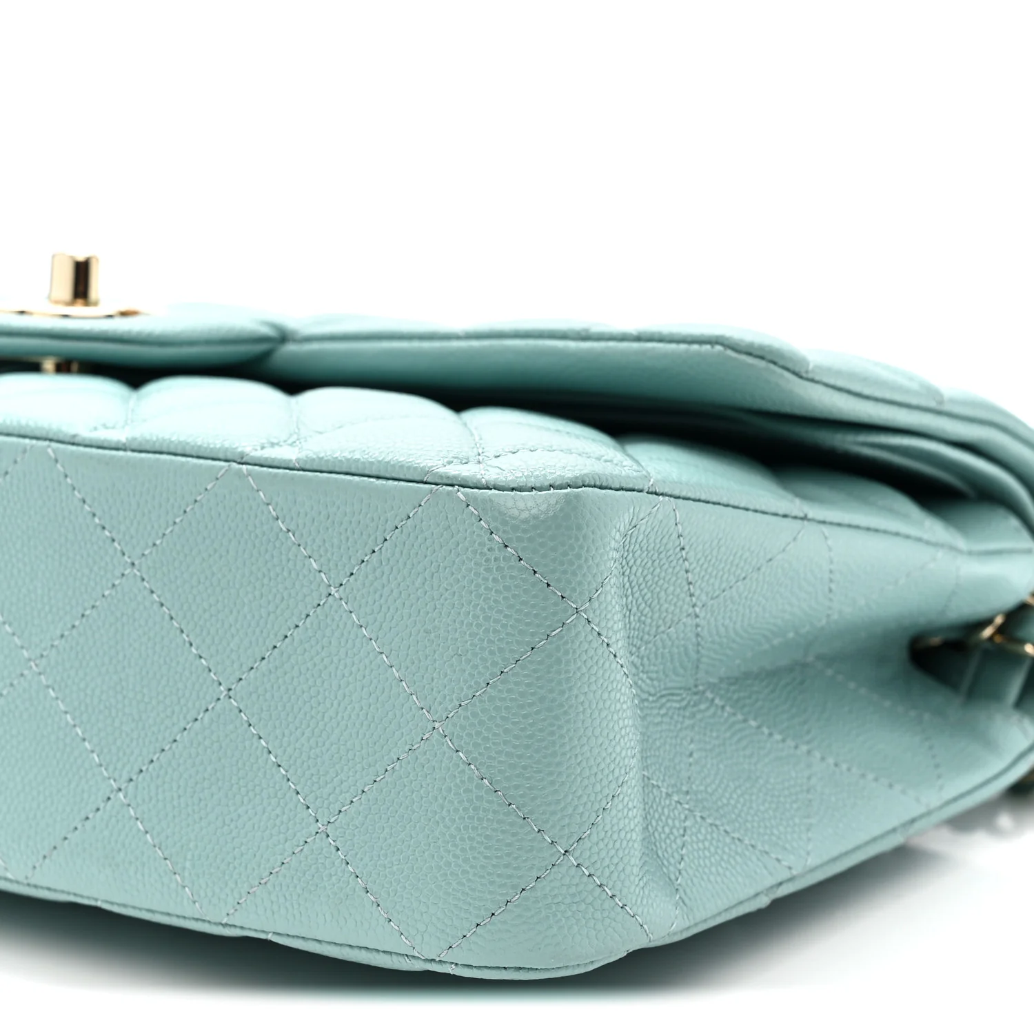 Caviar Quilted Medium Double Flap Light Blue - Top Club