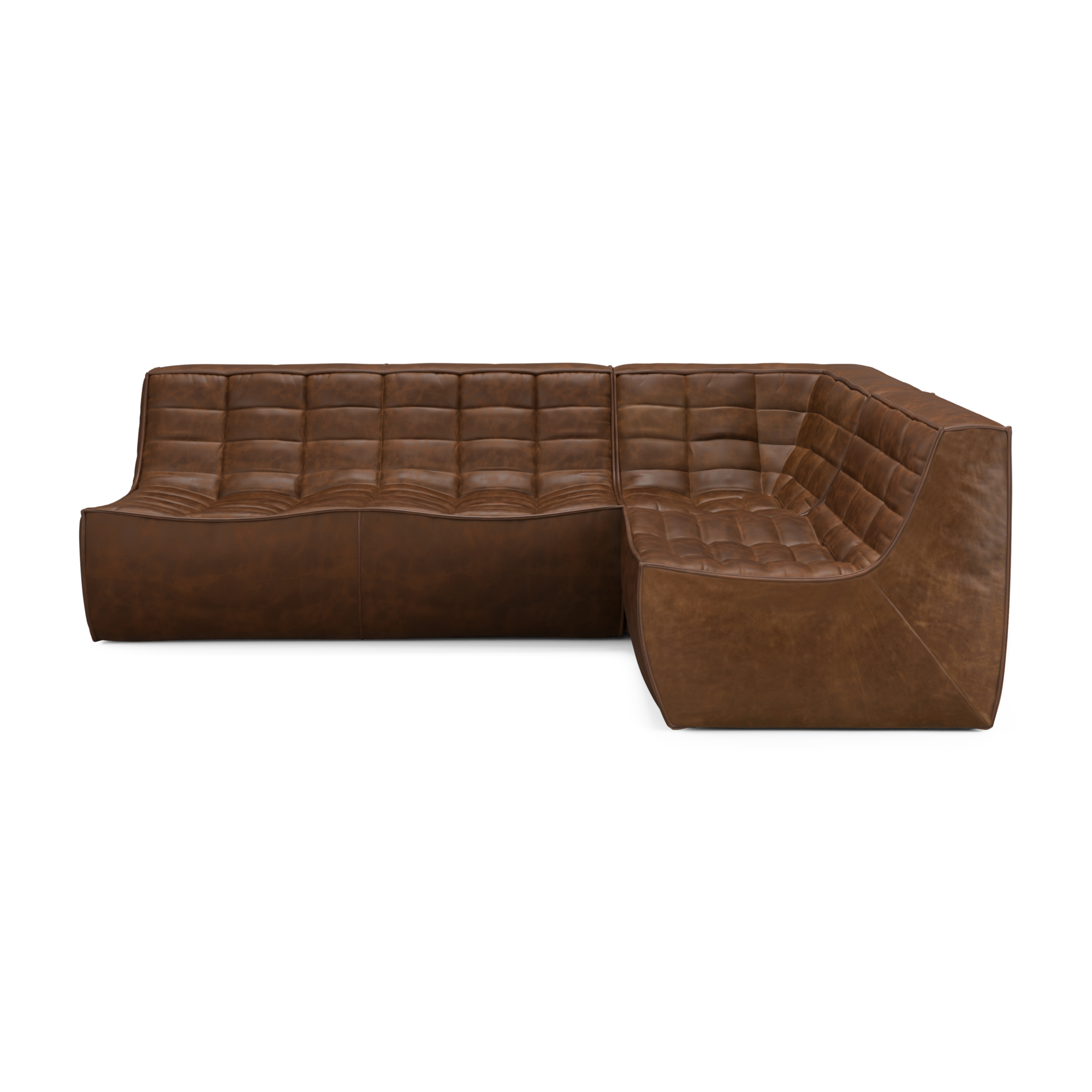 Modulaire bank N701 chestnut set 1+2 seat  90° recht hoek