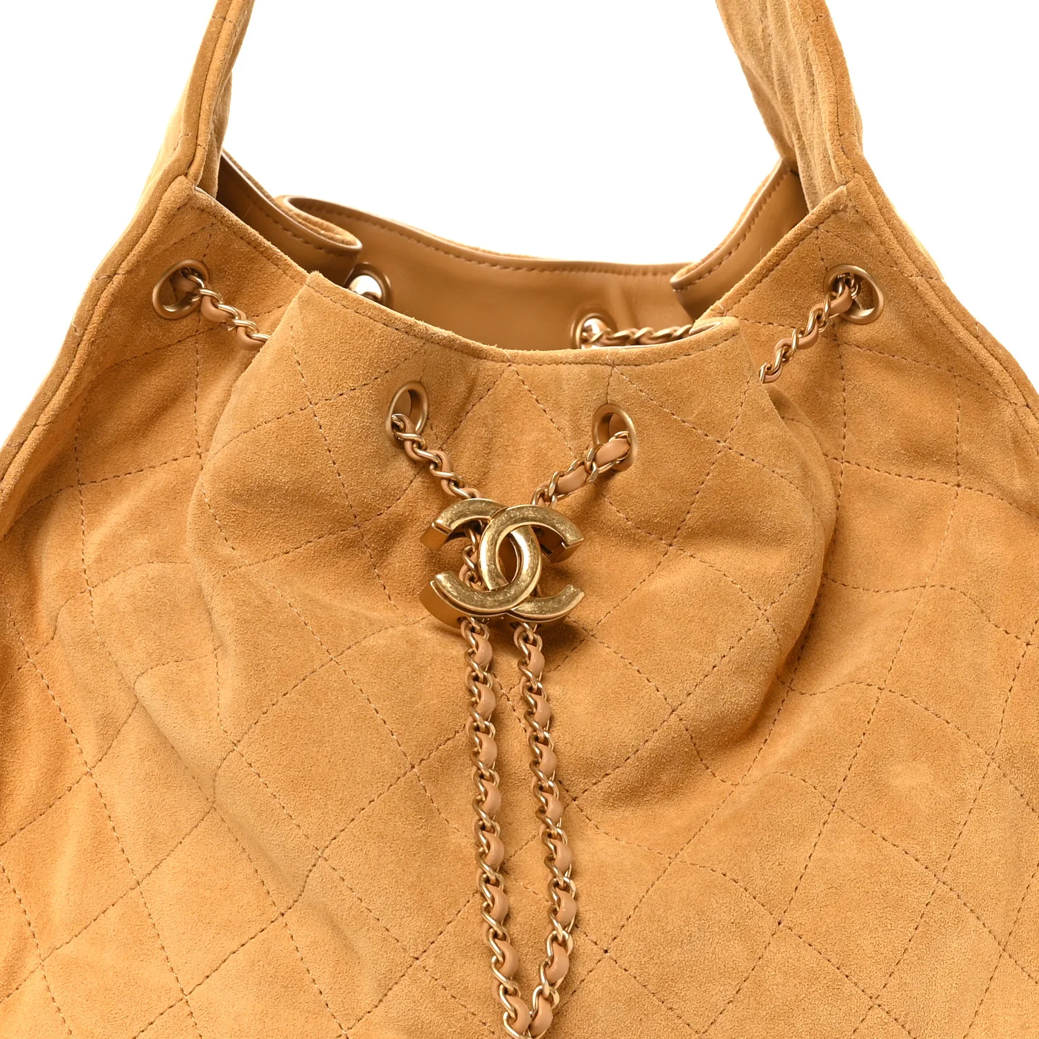 Suede Quilted Medium Chanel 25 Handbag Beige - Top Club