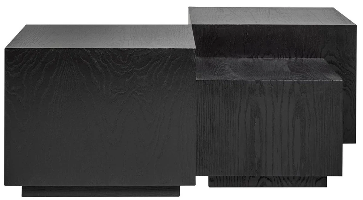 Luxury coffee table set of 4 black 75 x 75 x H. 40 cm - Square solid wood living room table - Living room furniture - Luxury furniture - Luxury furnishings