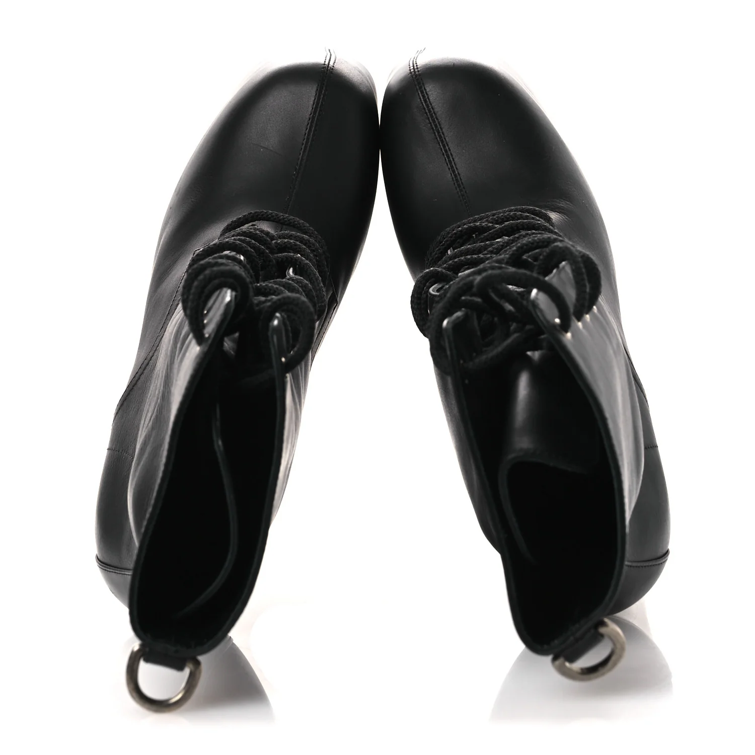Calfskin Mina Lace Up Platform Boots 40 Black