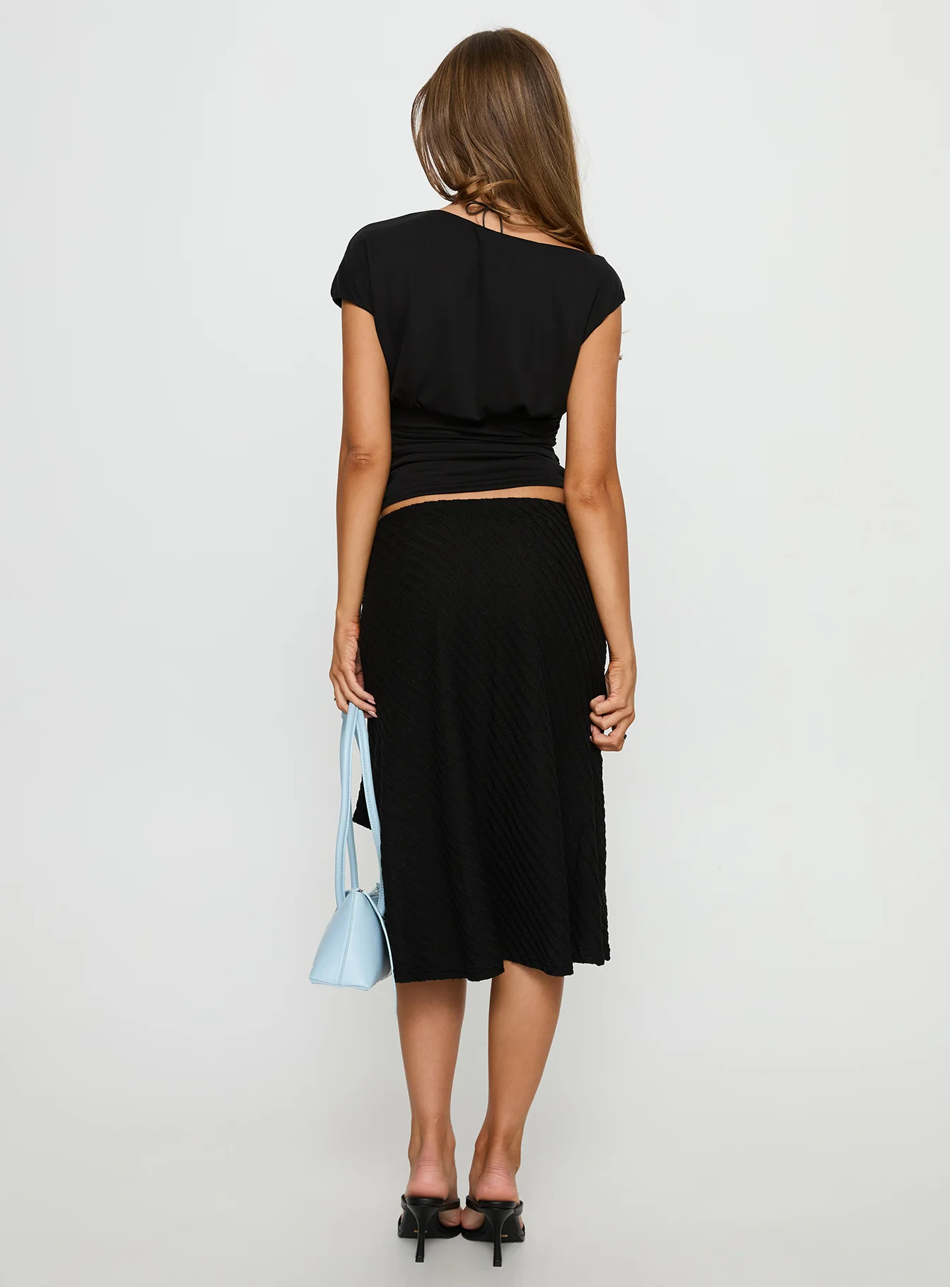 Esmeray Midi Knit Skirt Sheer Black