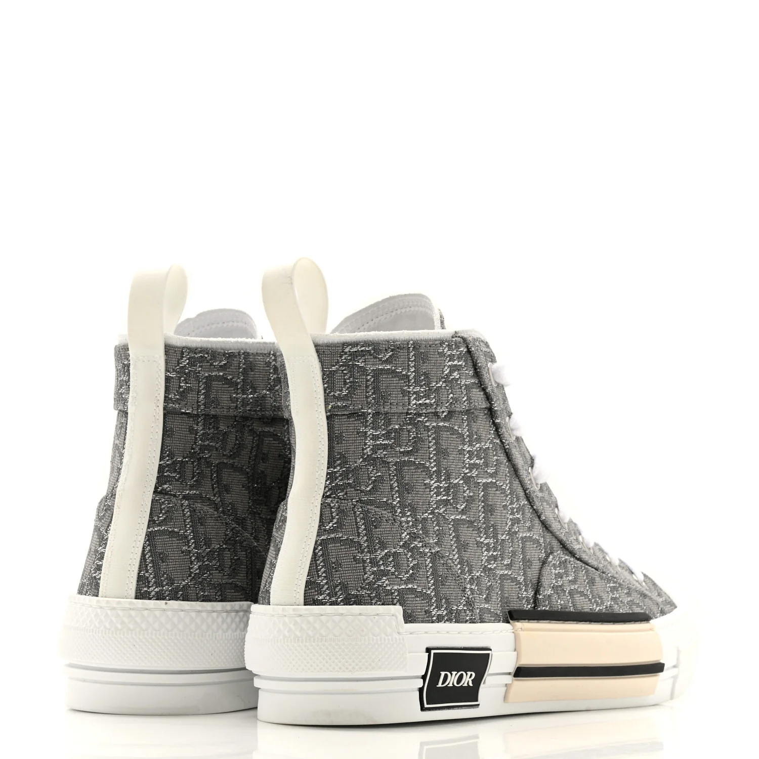 Metallic Oblique Jacquard Mens B23 High Top Sneakers 42 Grey - Top Club